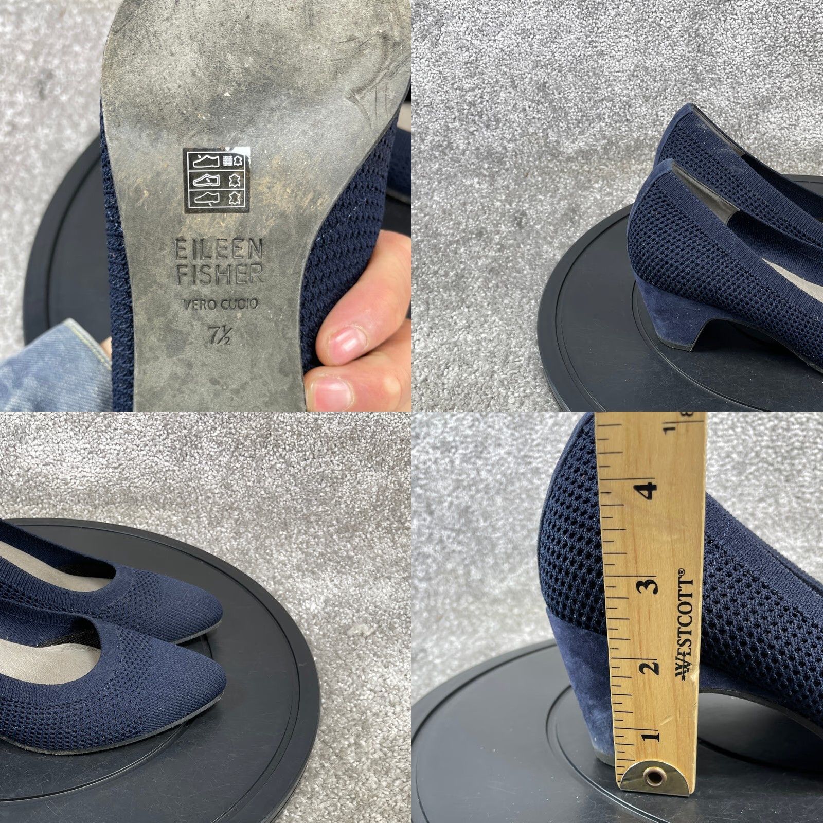 Eileen Fisher Eileen Fisher Kiss Pump Heels Womens Size 7.5 Navy Blue Cuban Stretch Size US 7.5 / IT 37.5 - 8 Thumbnail
