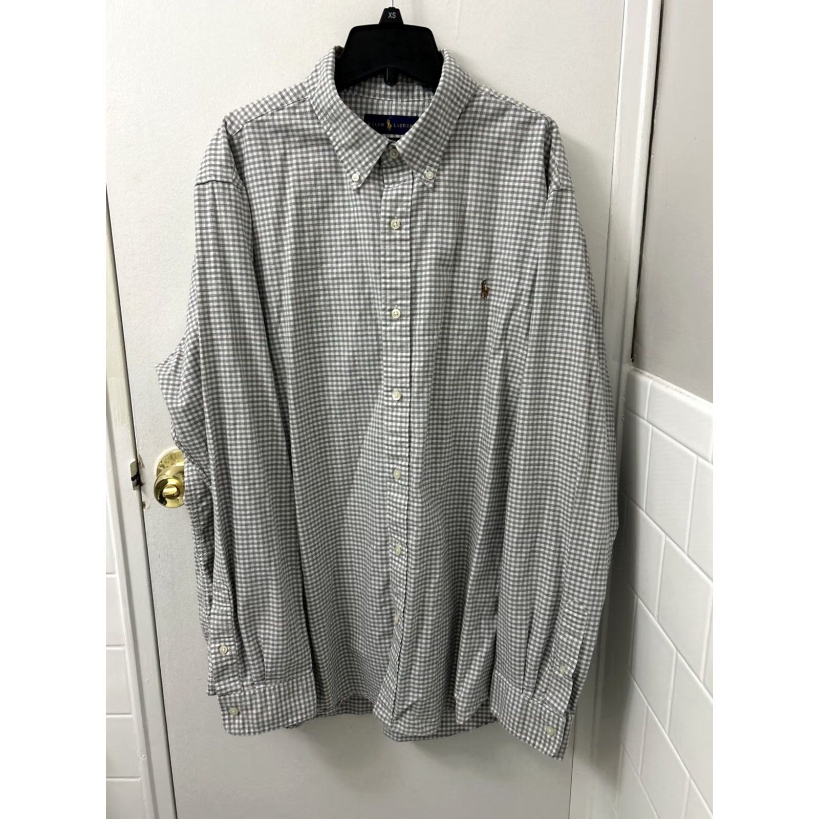 Ralph Lauren Ralph Lauren Shirt Mens 2XL Gray White Oxford Plaid Button-Down L/S Pony Logo Casual/Business Shirt Size US XXL / EU 58 / 5 - 2 Thumbnail
