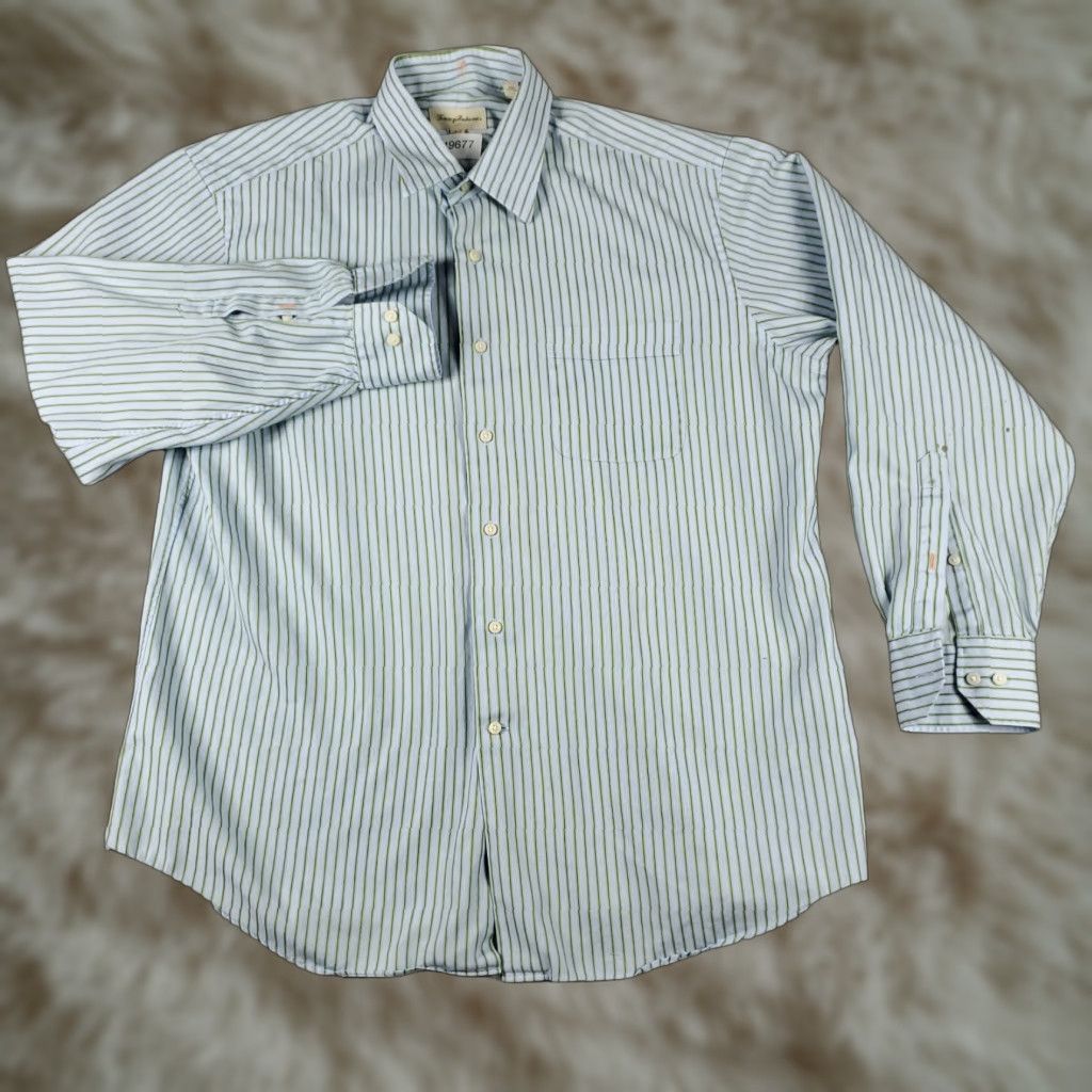 Tommy Hilfiger Tommy Hilfiger Dress Shirt Mens 16.5 Blue Striped Long Sleeve Button-Down Regular Fit Size 42R - 1 Thumbnail
