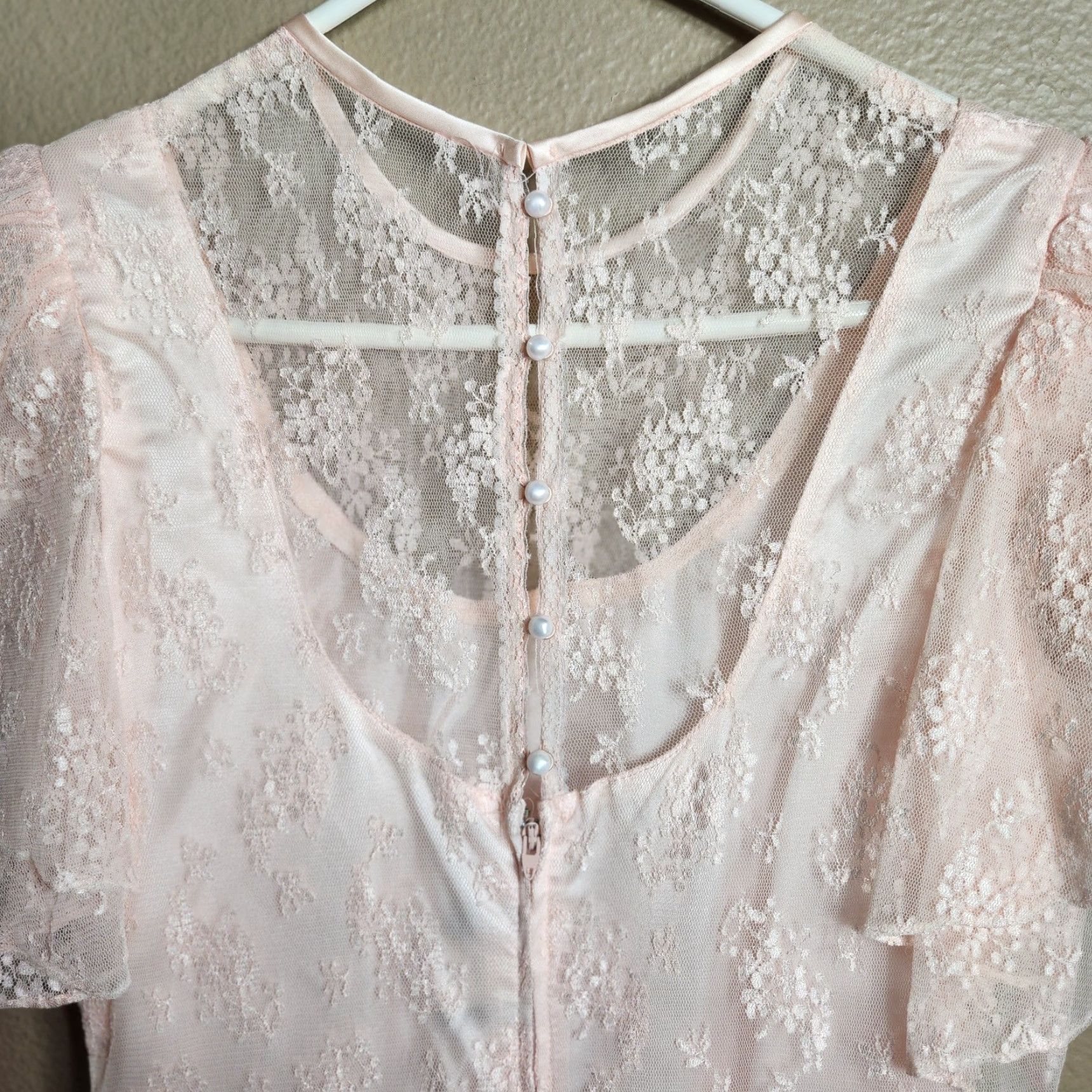 Vintage VINTAGE Susan Roselli for Vijack Womens VTG 80s Pastel Pink Lace Midi Dress Asymmetrical Hem VTG 13/14 M/L Pink Eveningwear 1980s Womens Dress Size M / US 6-8 / IT 42-44 - 6 Thumbnail