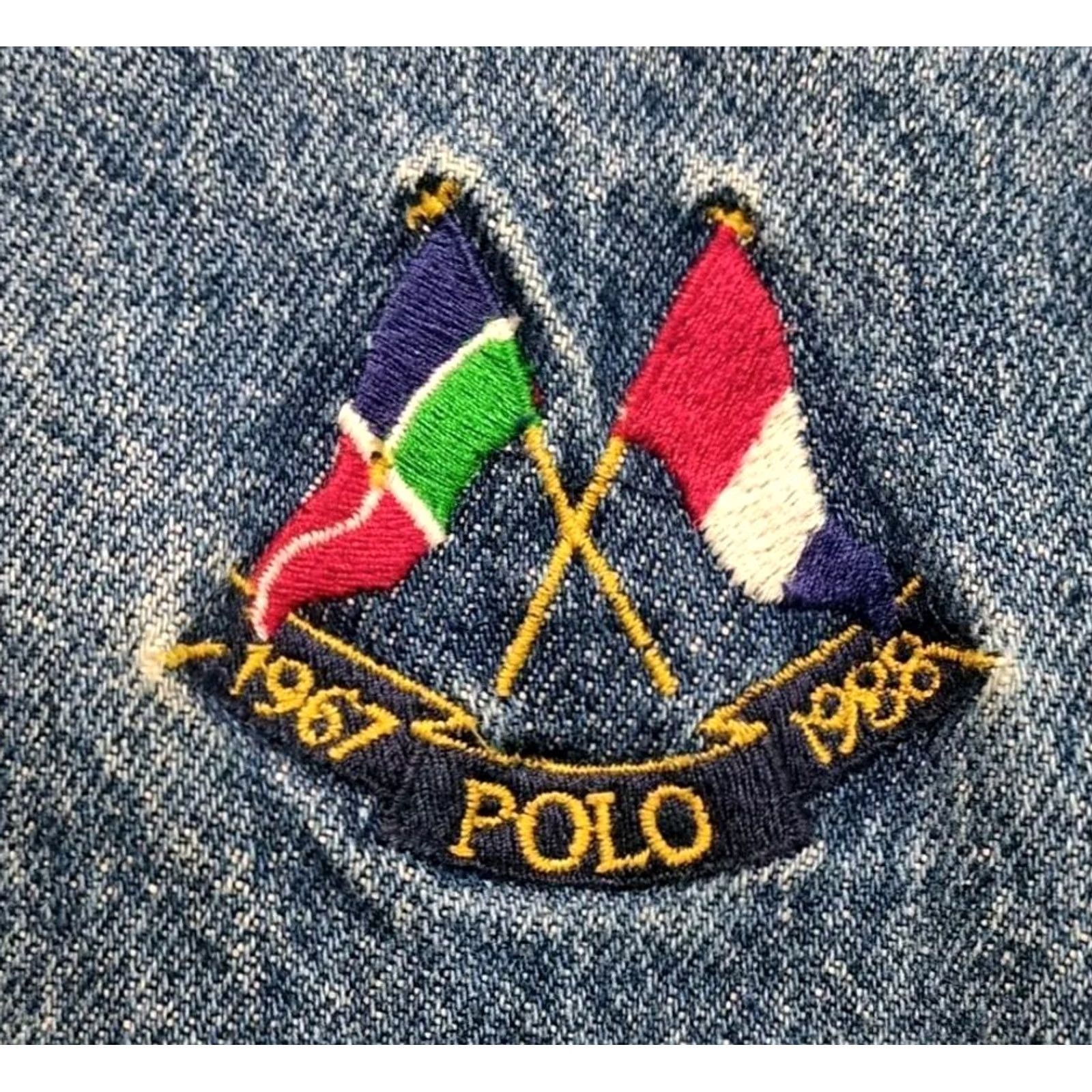 Ralph Lauren VINTAGE Ralph Lauren Denim Bomber Jacket 1988 Anniversary Embroidered Zip Blue Medium Mens Size US M / EU 48-50 / 2 - 4 Thumbnail