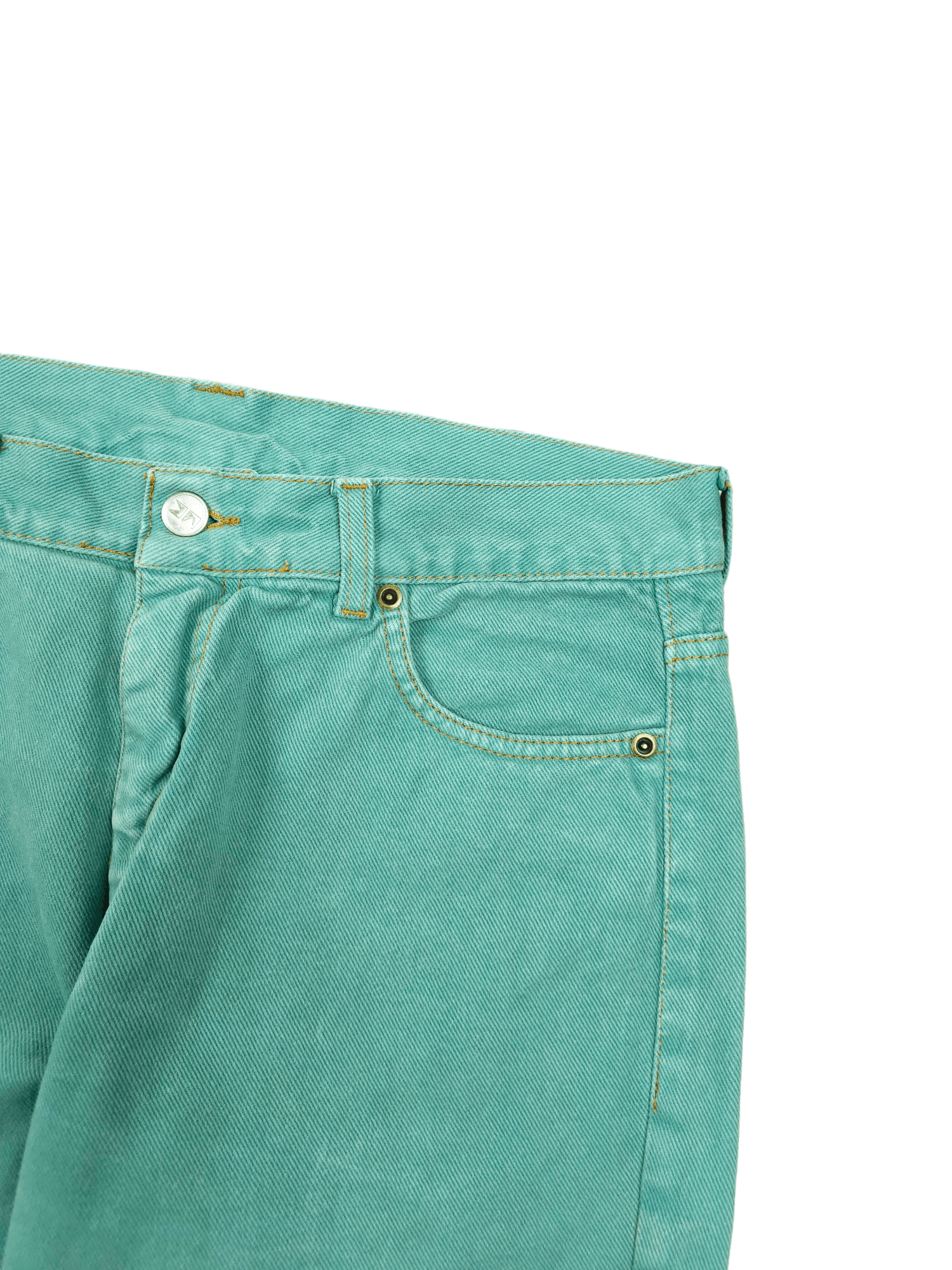 Japanese Brand × Vintage 💎 Size 33/30 Loose Straight Green Blue Denim Jeans Y2K Size US 33 - 4 Thumbnail