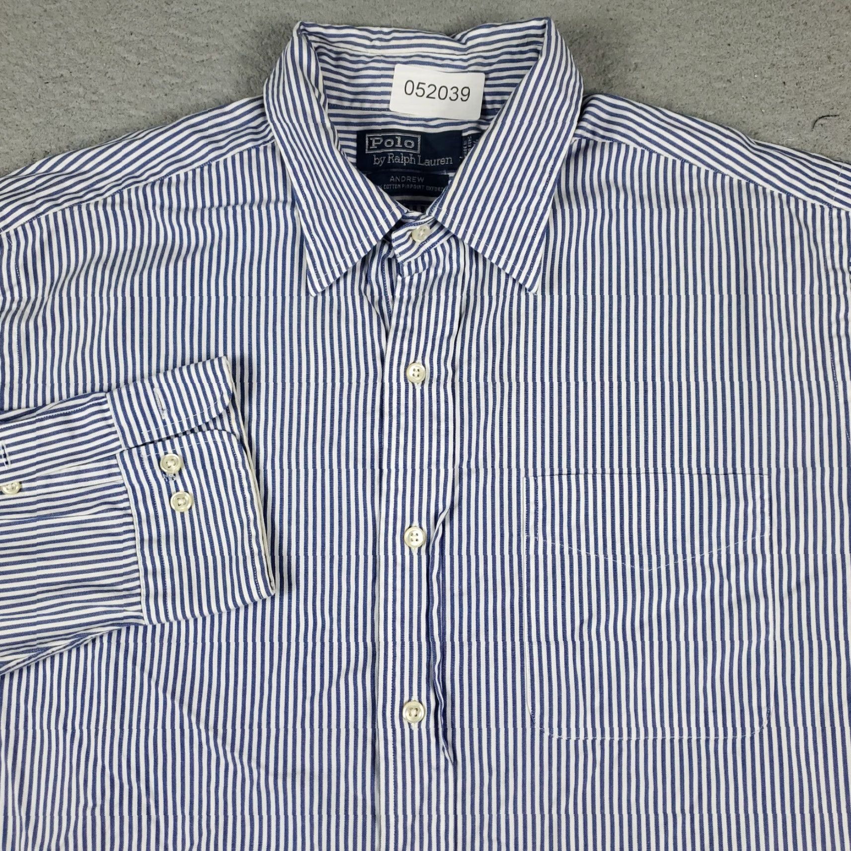 Ralph Lauren Ralph Lauren Shirt Mens Size 16.5 Blue Striped Dress Button Up Long Sleeve - Regular Fit, Non-Iron, Pockets, Classic American Style Mens Clothing Size 42R - 2 Thumbnail