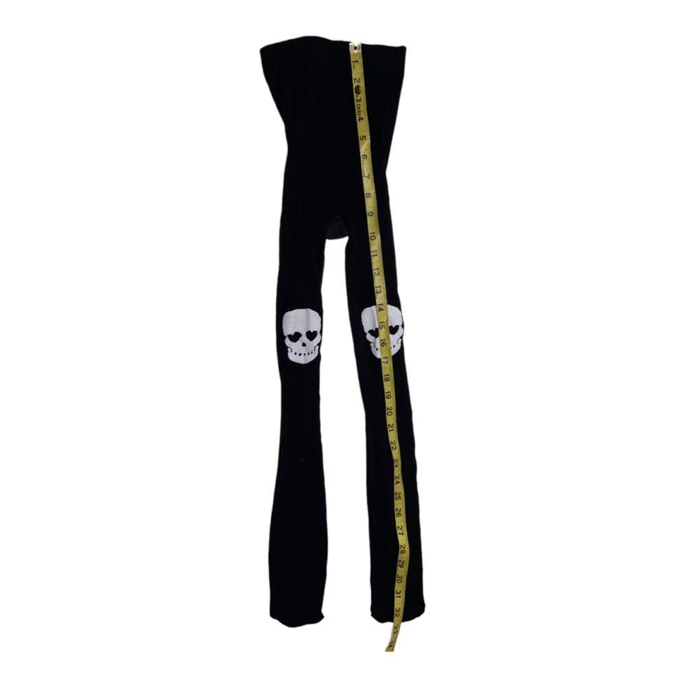 Designer Skull Knee Black Tights Size ONE SIZE - 3 Thumbnail