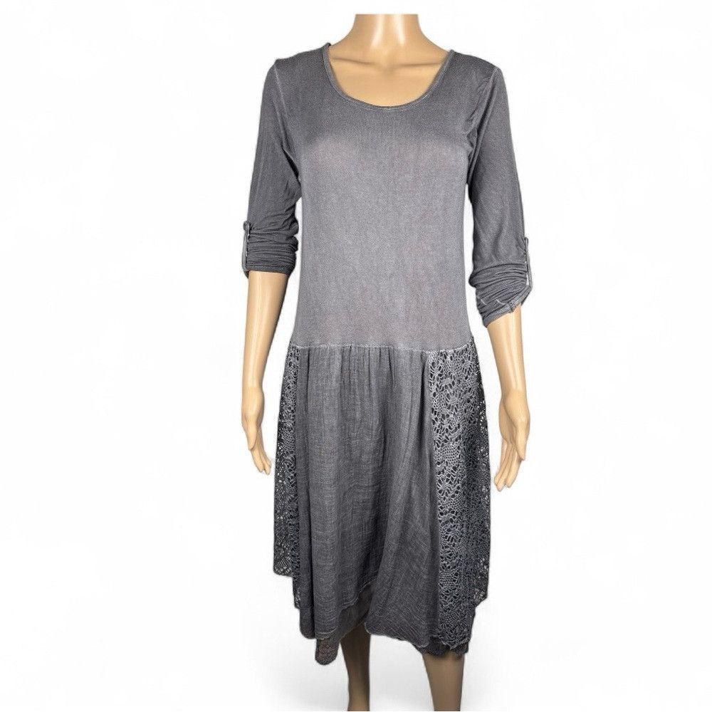 Other MADE IN ITALY Mix Media Grey Midi Dress Size S Size S / US 4 / IT 40 - 1 Thumbnail