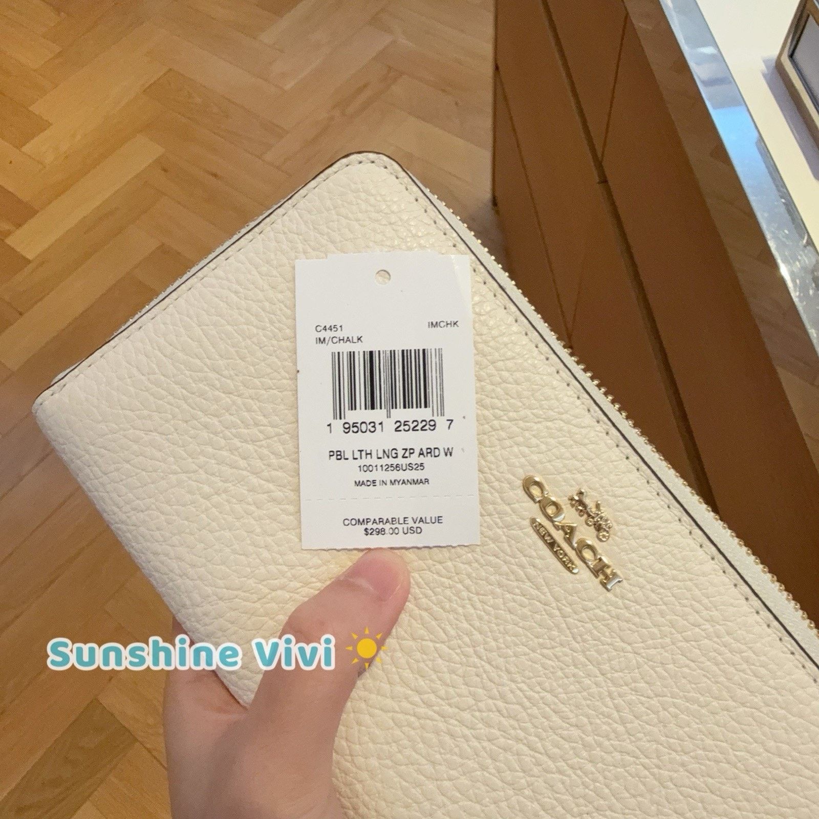 Coach NWT Coach Long Zip Around Wallet Leather C4451, Gold/Chalk Size ONE SIZE - 2 Thumbnail