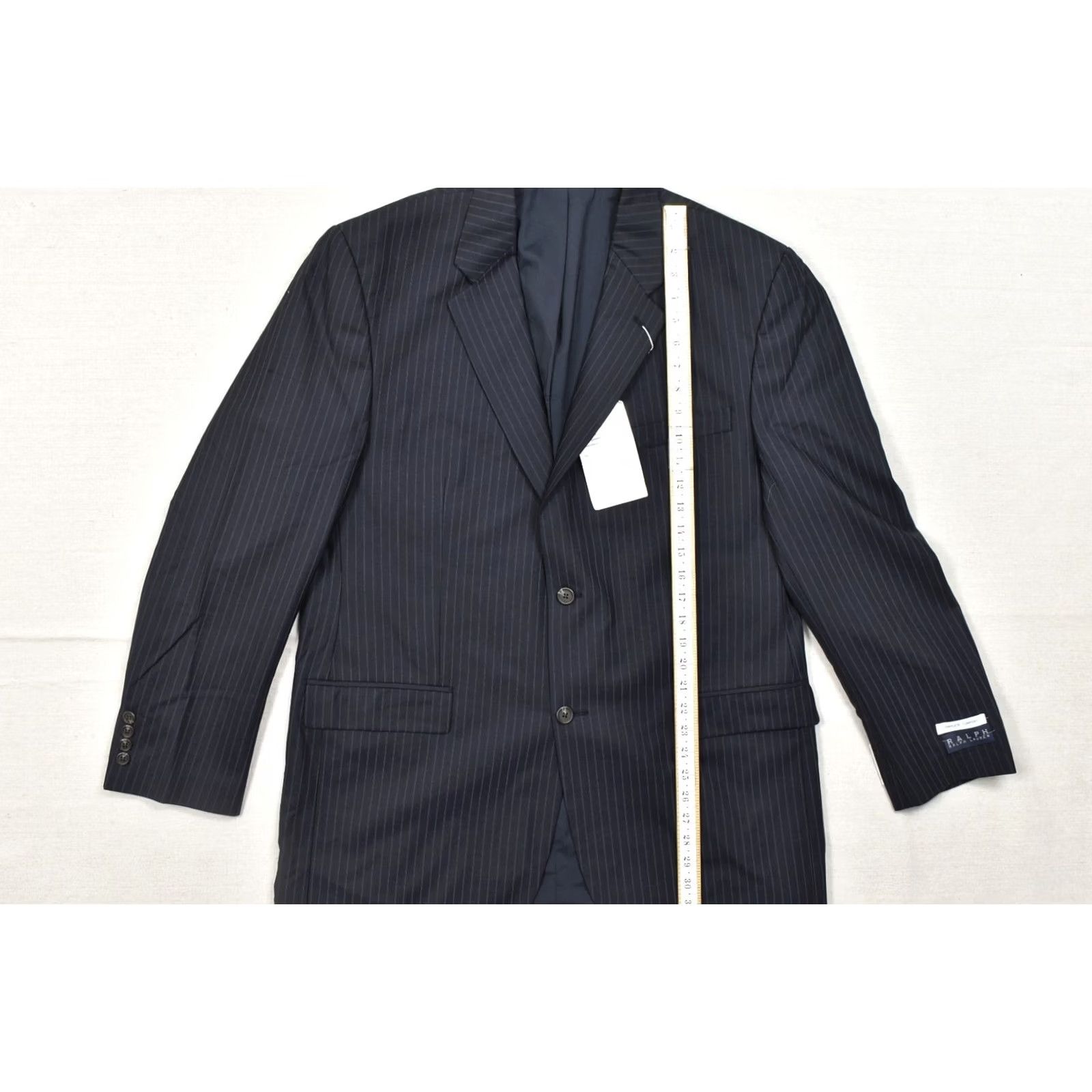 Ralph Lauren Ralph Lauren Men's Blazer 44L Navy Pinstripe Wool Lycra 2-Button Front Notch Lapel Single-Vented Long Jacket Coat Size 44R - 4 Thumbnail