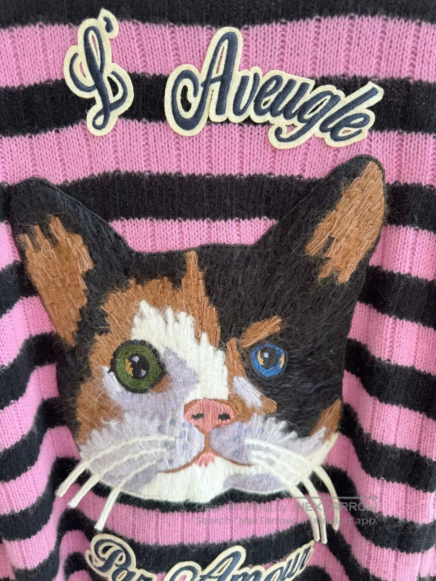 Gucci Gucci Pink Striped Cat Embroidery Sweater. Size XXS / US 00 / IT 34 - 5 Thumbnail