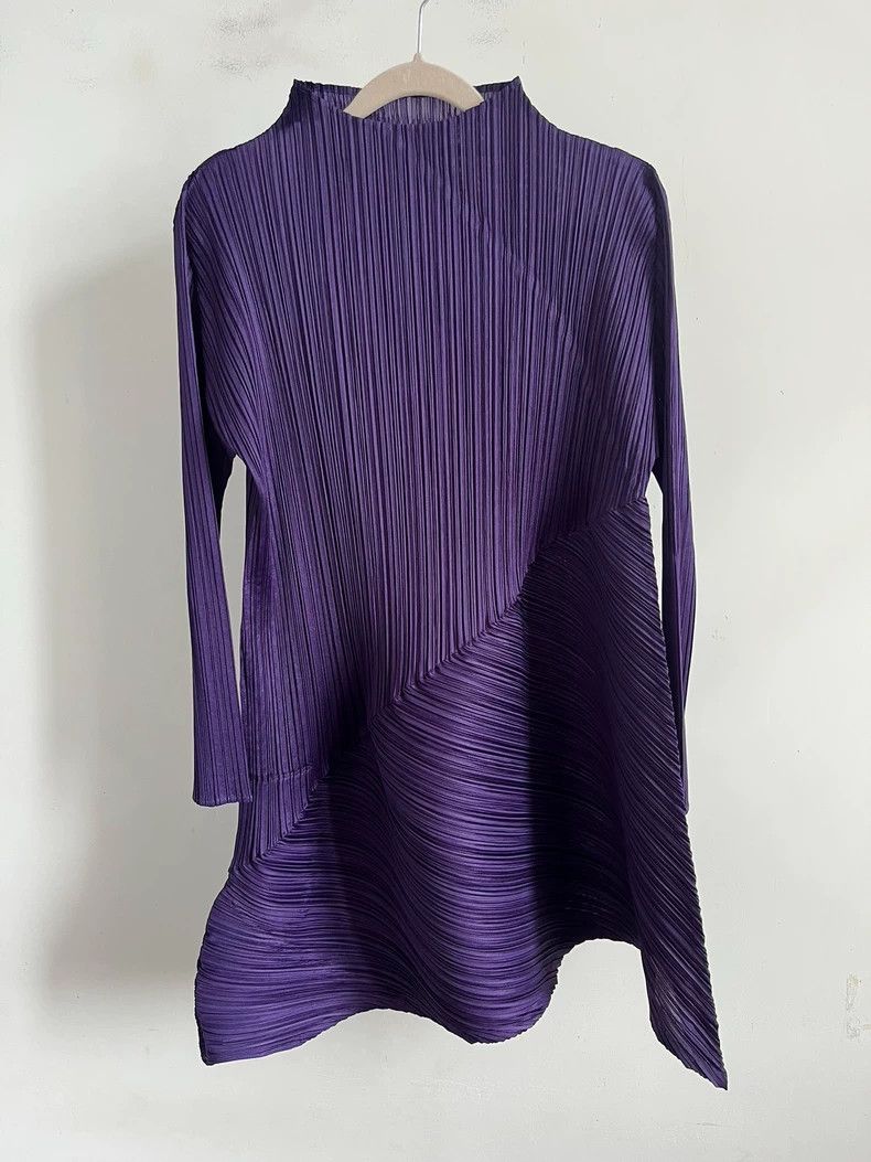 Issey Miyake Issey Miyake size:3 Purple pleated long-sleeved top Size S / US 4 / IT 40 - 1 Thumbnail