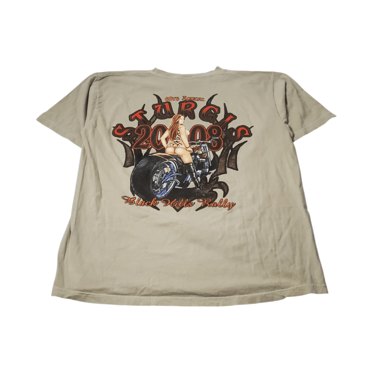 Harley Davidson × Vintage 2008 Sturgis 68th Rally Babe T-Shirt Size US XL / EU 56 / 4 - 1 Thumbnail