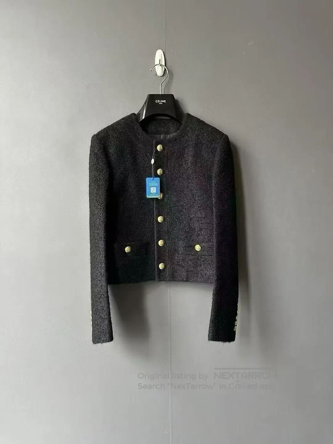 Celine CELINE Black and Gold Mohair Tweed Jacket| Size XXS / US 00 / IT 34 - 1 Thumbnail