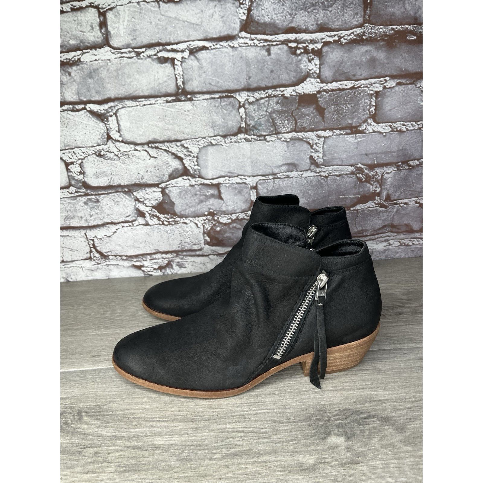 Sam Edelman SAM EDELMAN Packer Black Nubuck Leather Zip Ankle Boots Wome Size US 7.5 / IT 37.5 - 22 Thumbnail