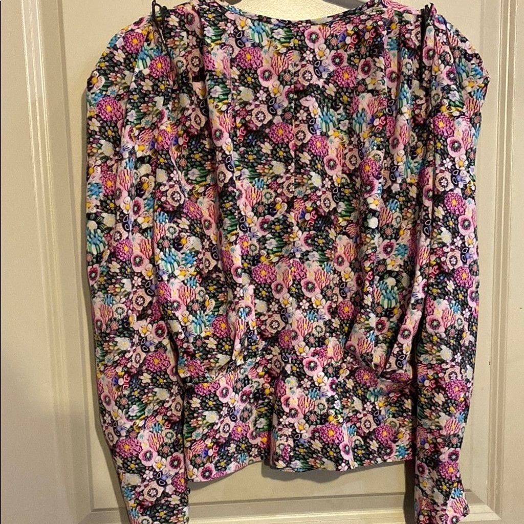 Isabel Marant Isabel Marant Pink and Green Puff Sleeve Ruffled Blouse Size M / US 6-8 / IT 42-44 - 6 Thumbnail