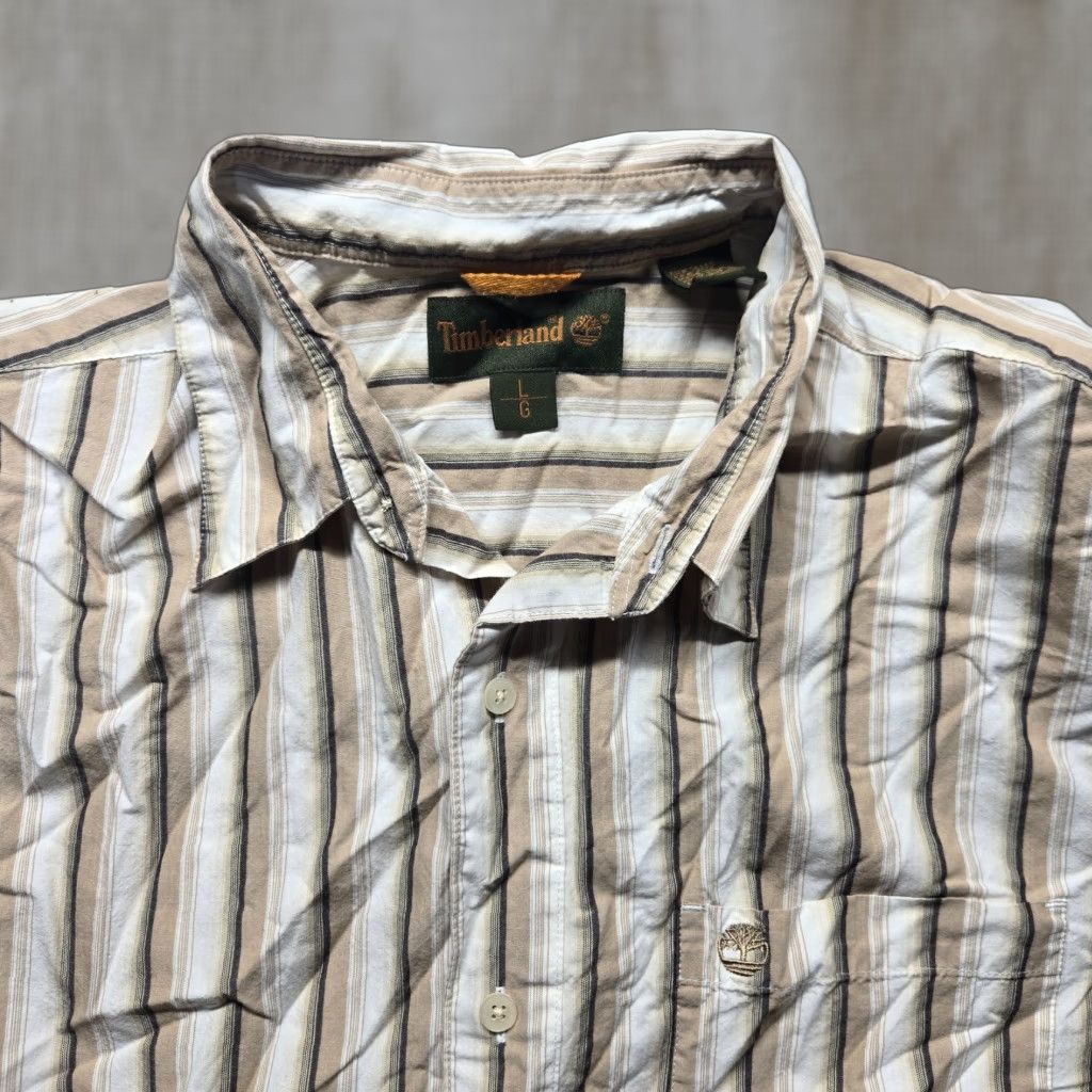 Timberland Timberland Shirt Button-Up Shirt Brown Striped Outdoors Casual Men's L Large Size US L / EU 52-54 / 3 - 1 Thumbnail