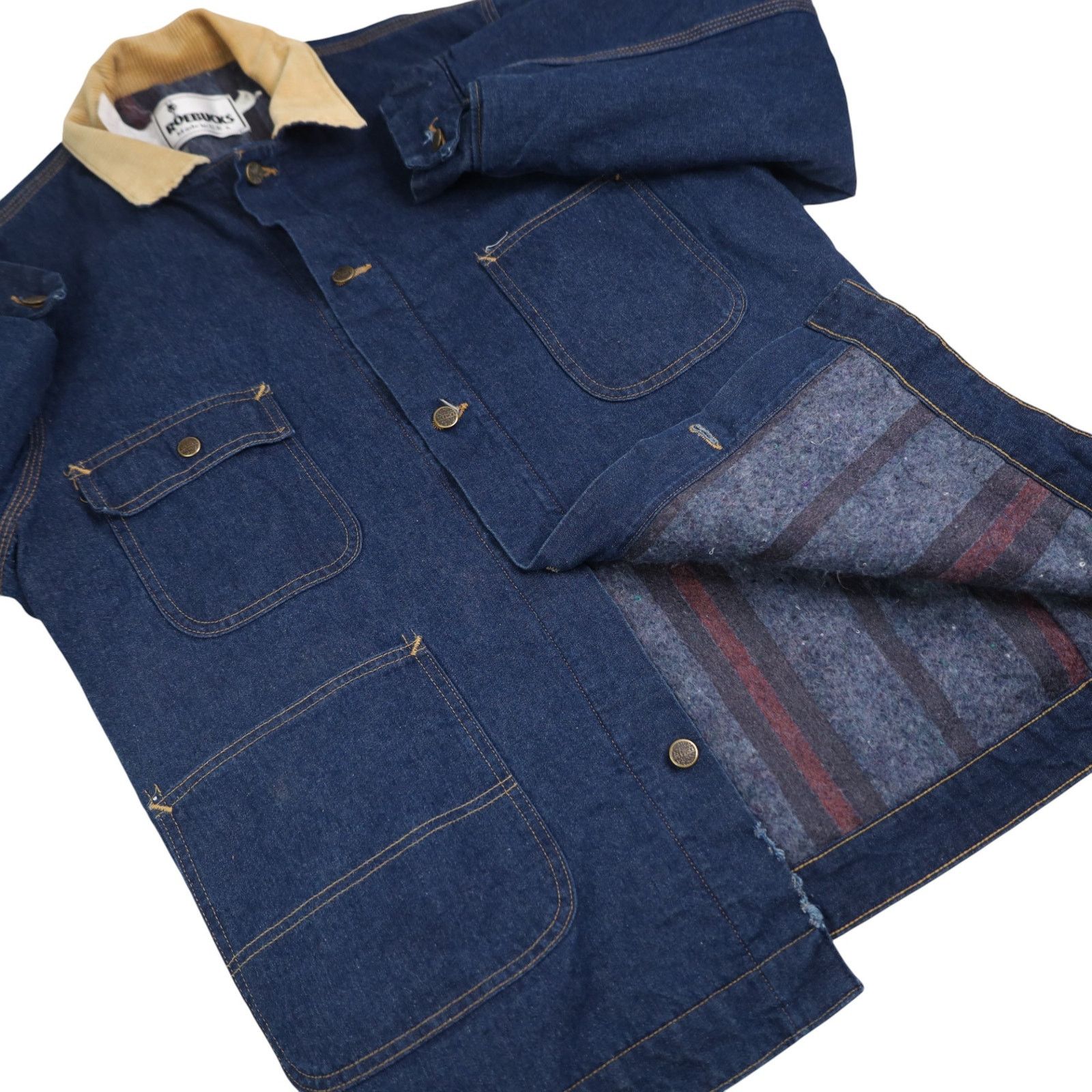 Sears × Vintage VTG Sears Roebuck Blanket Lined Denim Chore Jacket Jacket Size US XL / EU 56 / 4 - 11 Thumbnail