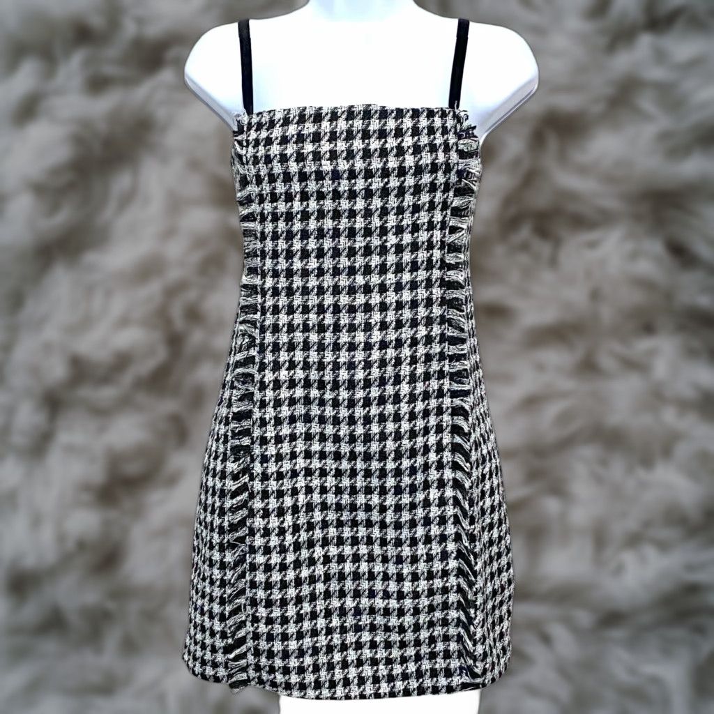 Forever 21 Forever 21 Woven Houndstooth Mini Dress L Velvet Straps Whimsigoth Emo Punk NWT Dress Size L / US 10 / IT 46 - 1 Thumbnail