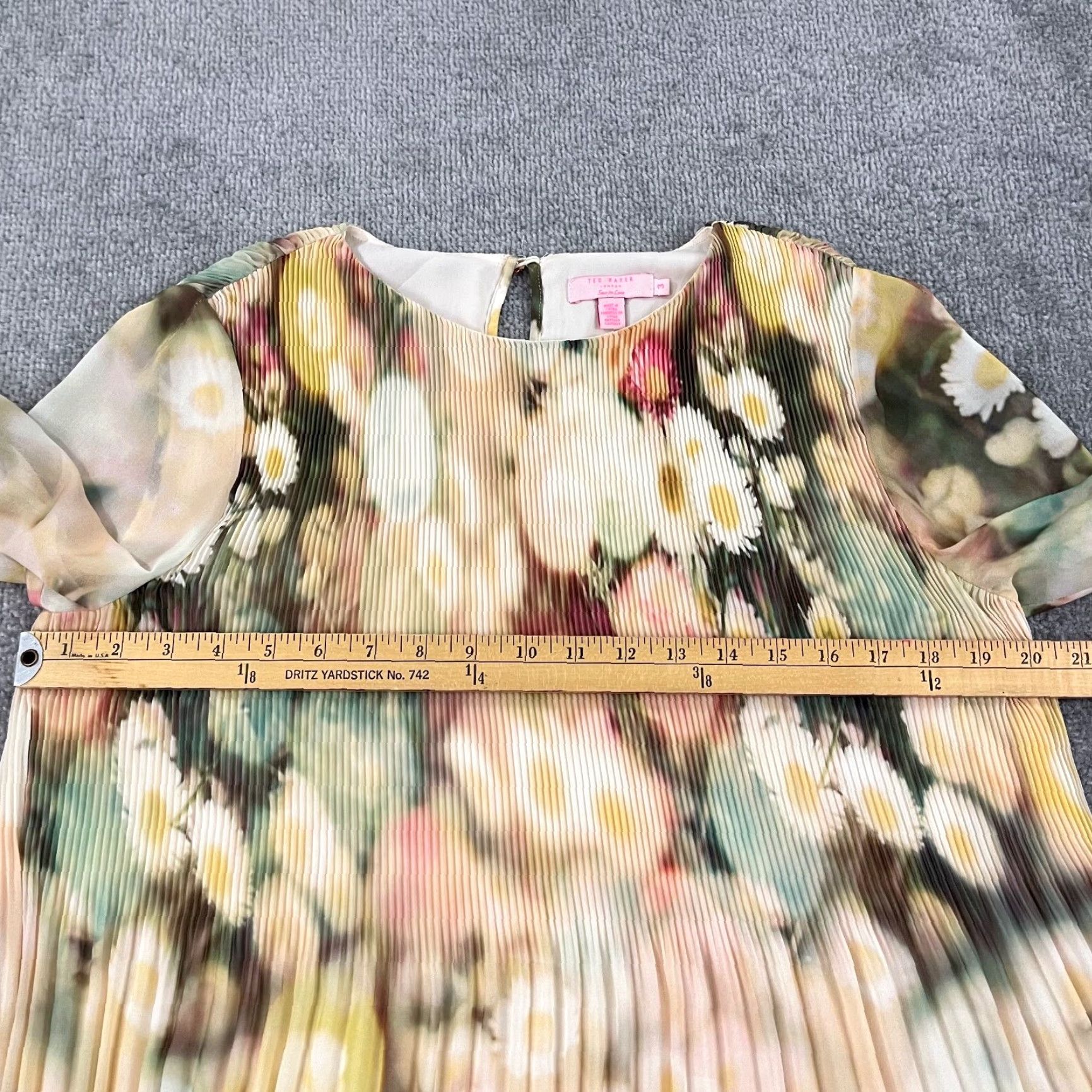 Ted Baker TED BAKER Blouse Shirt Womens 3 US 6-8 Accordion Pleated Daisy Floral Sheer Multicolor 3/4 Sleeve Size XS / US 0-2 / IT 36-38 - 5 Thumbnail