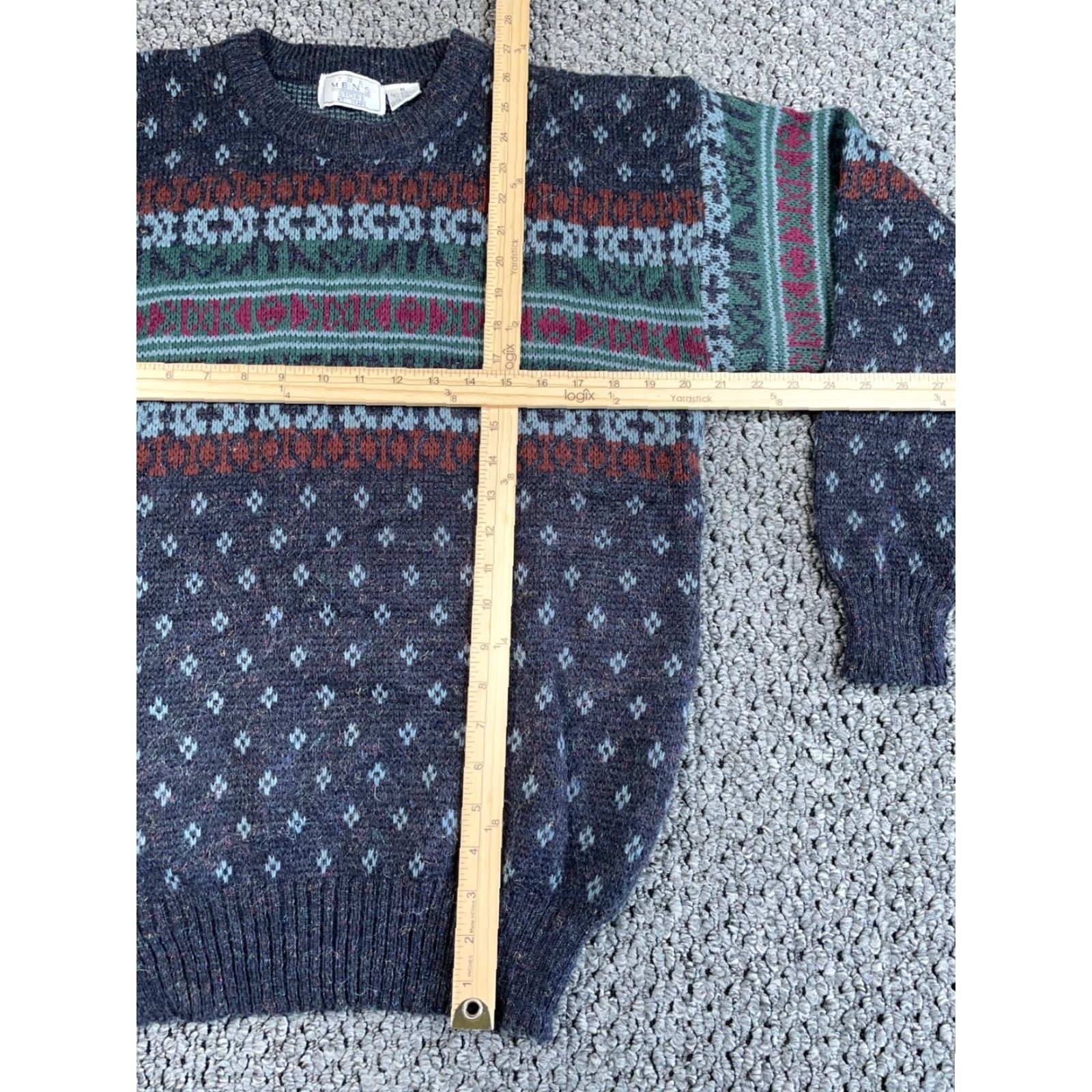 Sears VINTAGE 80s Sears Geometric Pattern Sweater Adult Medium Gray Chunky-Knit Ski Mens Size US M / EU 48-50 / 2 - 4 Thumbnail