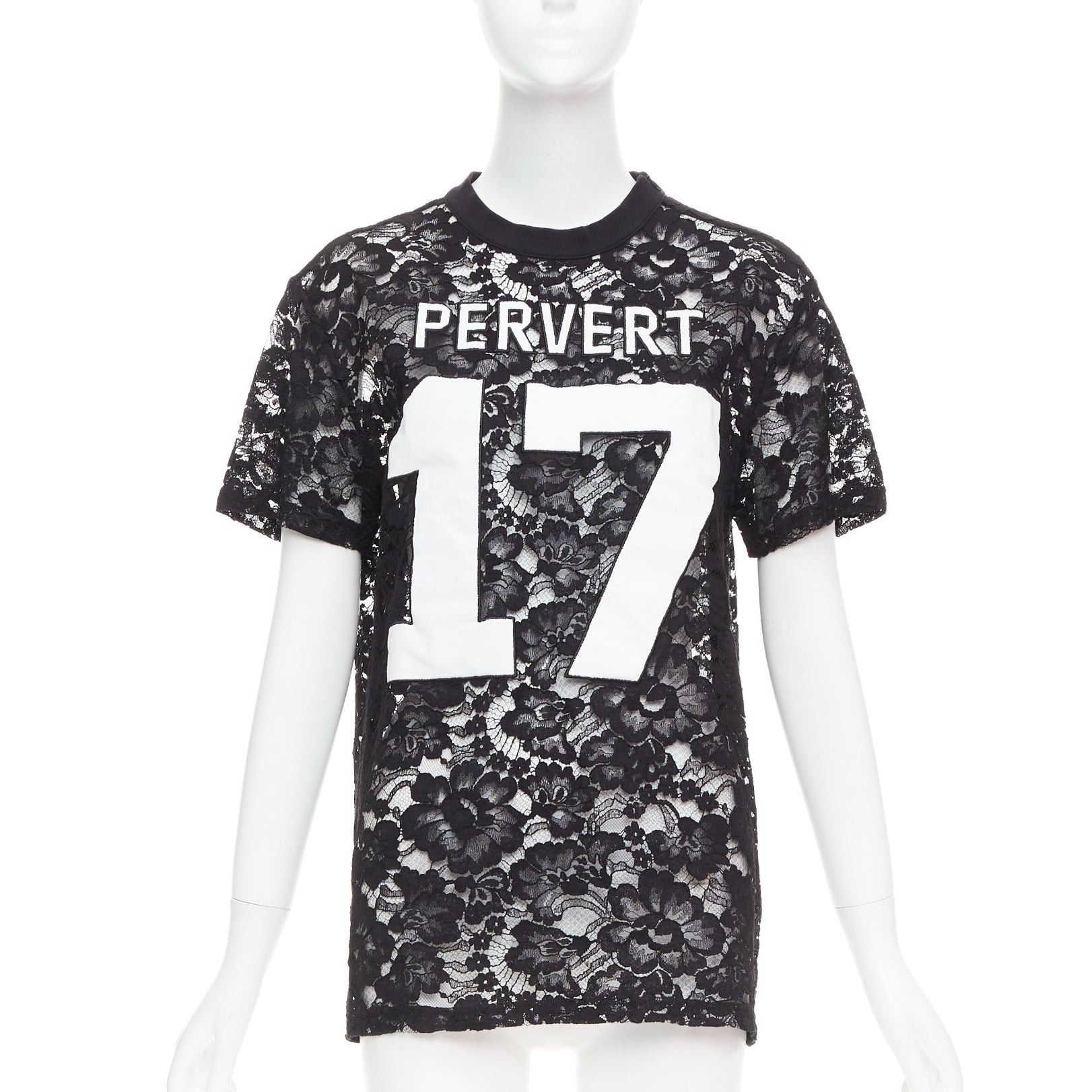 Givenchy GIVENCHY 2013 Runway Tisci black Pervert 17 sheer lace jersey tshirt FR38 M Size M / US 6-8 / IT 42-44 - 1 Thumbnail