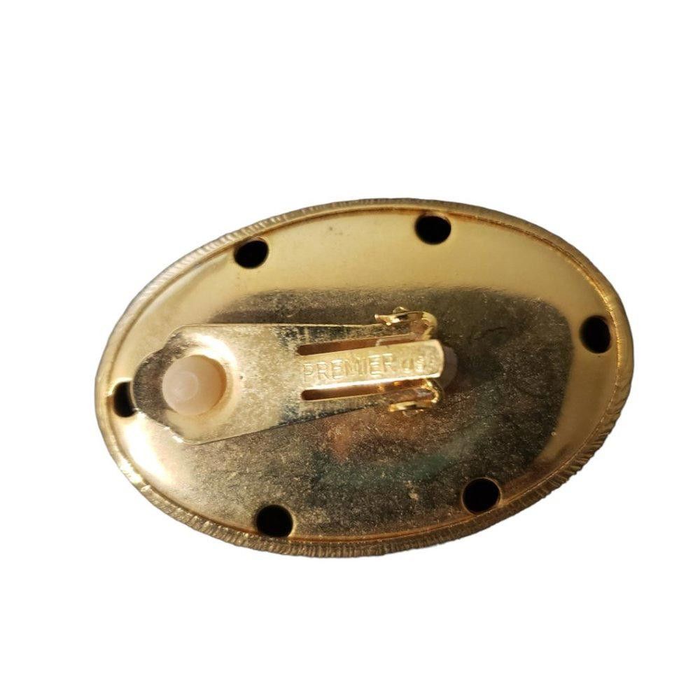 Designer Premier Vintage Gold Tone Oval Textured Clip Earrings 1" Size ONE SIZE - 2 Thumbnail