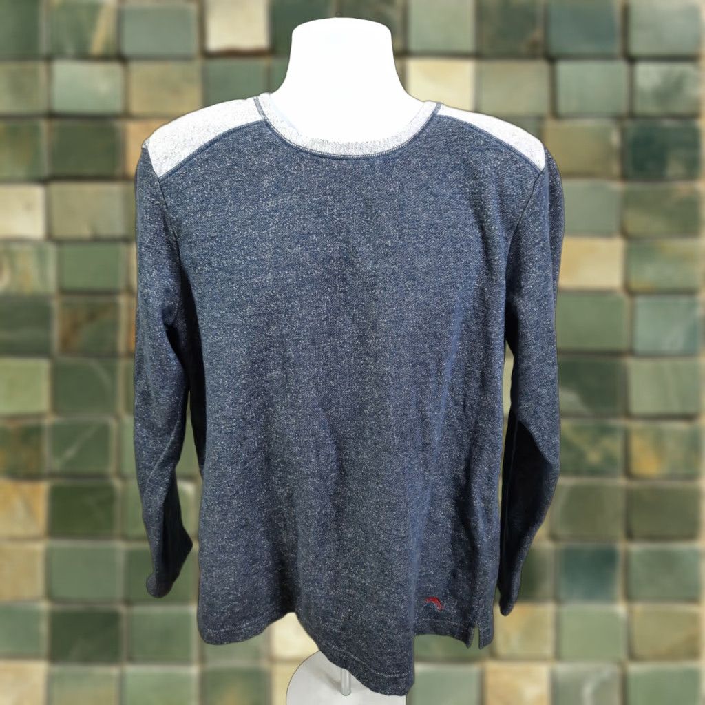 Tommy Bahama Tommy Bahama Cotton Men's Crewneck Sweater Lightweight Blue Large L3S Pullover Knit Crew Neck 100% Cotton Mens Size US L / EU 52-54 / 3 - 1 Thumbnail
