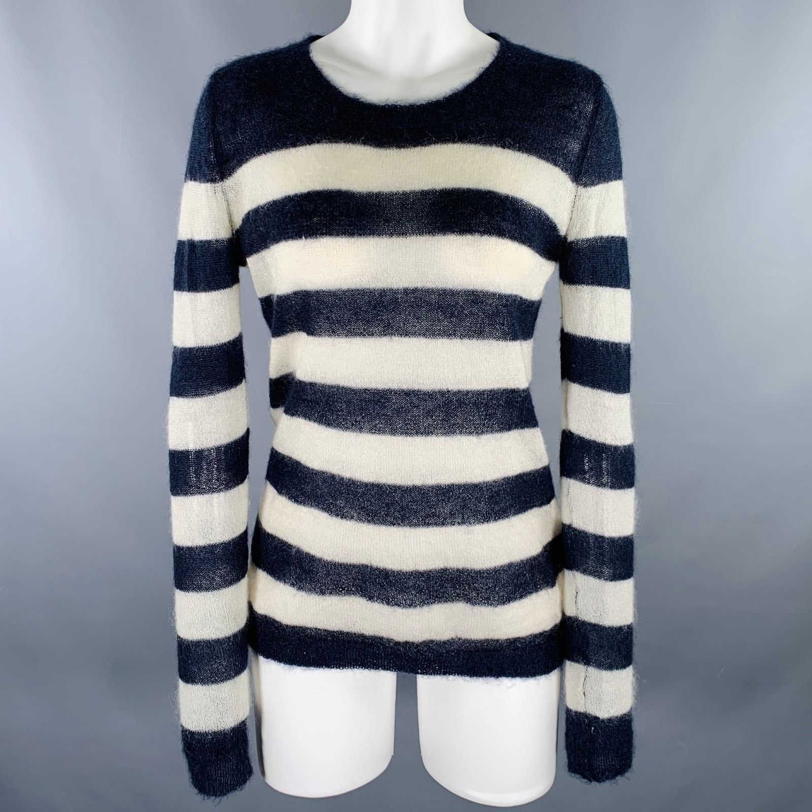Scotch & Soda SCOTCH AND SODA Size M Navy Cream Stripe Crew Neck Pullover Size M / US 6-8 / IT 42-44 - 1 Thumbnail