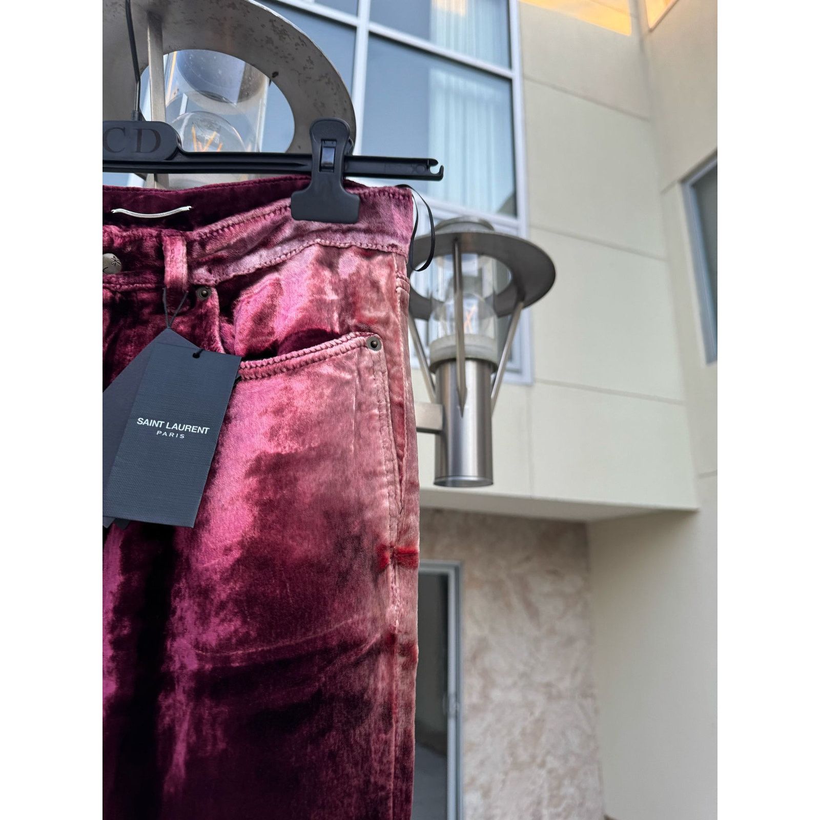 Saint Laurent Paris o1rshd1 Q:2/ Skinny 5 Pockets Velvet / Velour Pants Burgundy Size US 28 / EU 44 - 9 Thumbnail