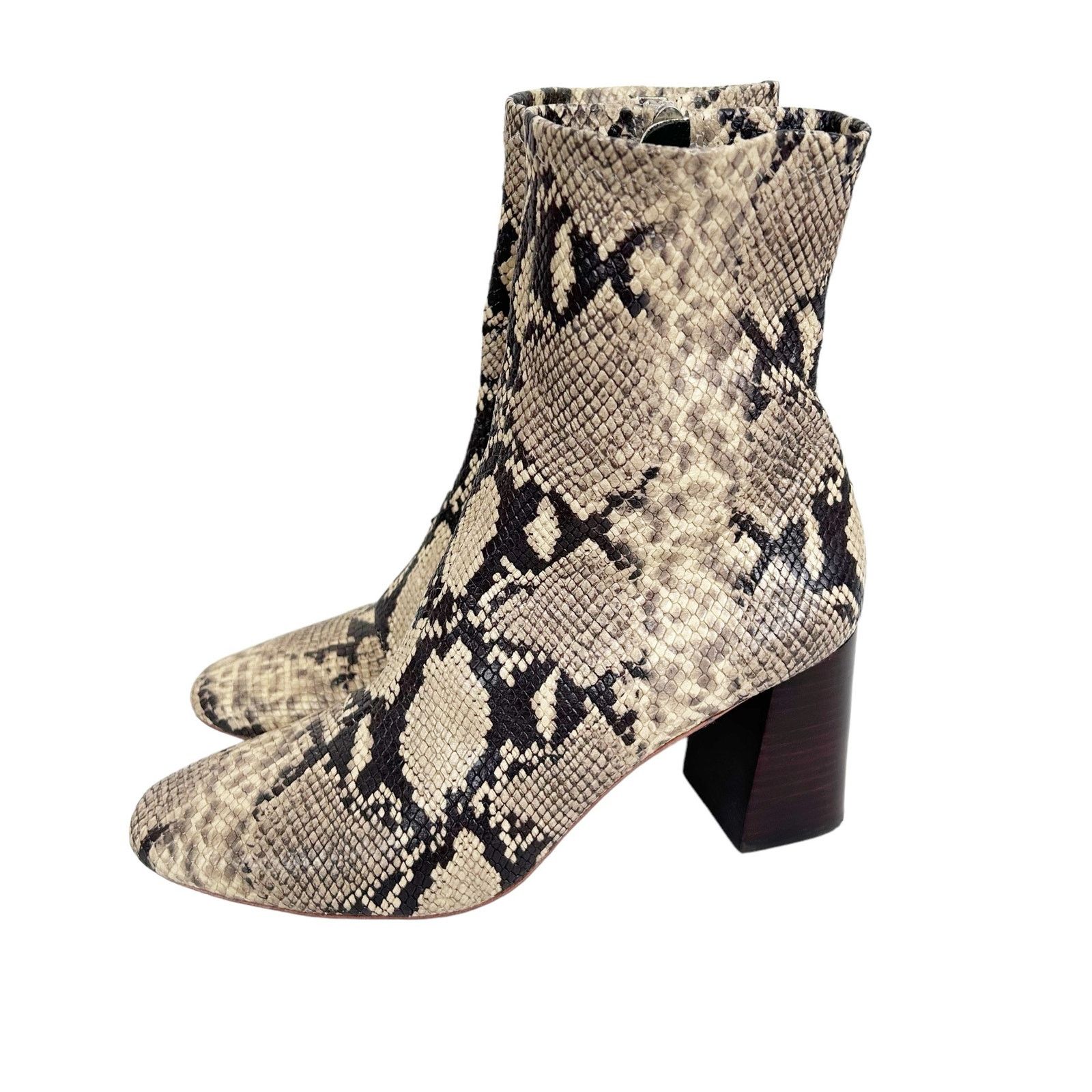 Loeffler Randall Loeffler Randall Tan Snakeskin Flare Block Heel Booties 8.5 Size US 8.5 / IT 38.5 - 4 Thumbnail