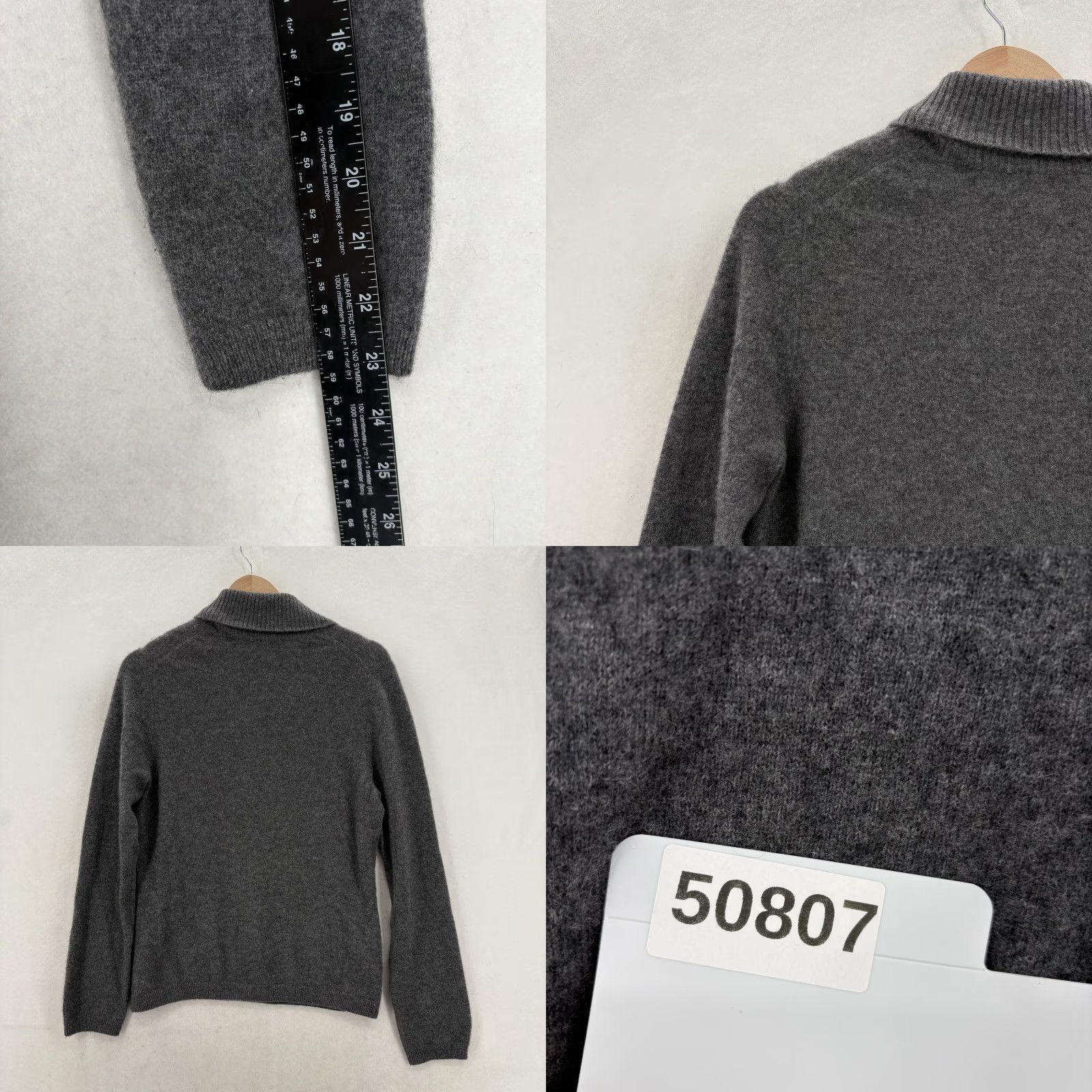 Vintage Prive Cashmere Sweater Womens Medium Gray 100% Cashmere Shawl Collar Pullover Regular Knit Wool? Size M / US 6-8 / IT 42-44 - 8 Thumbnail