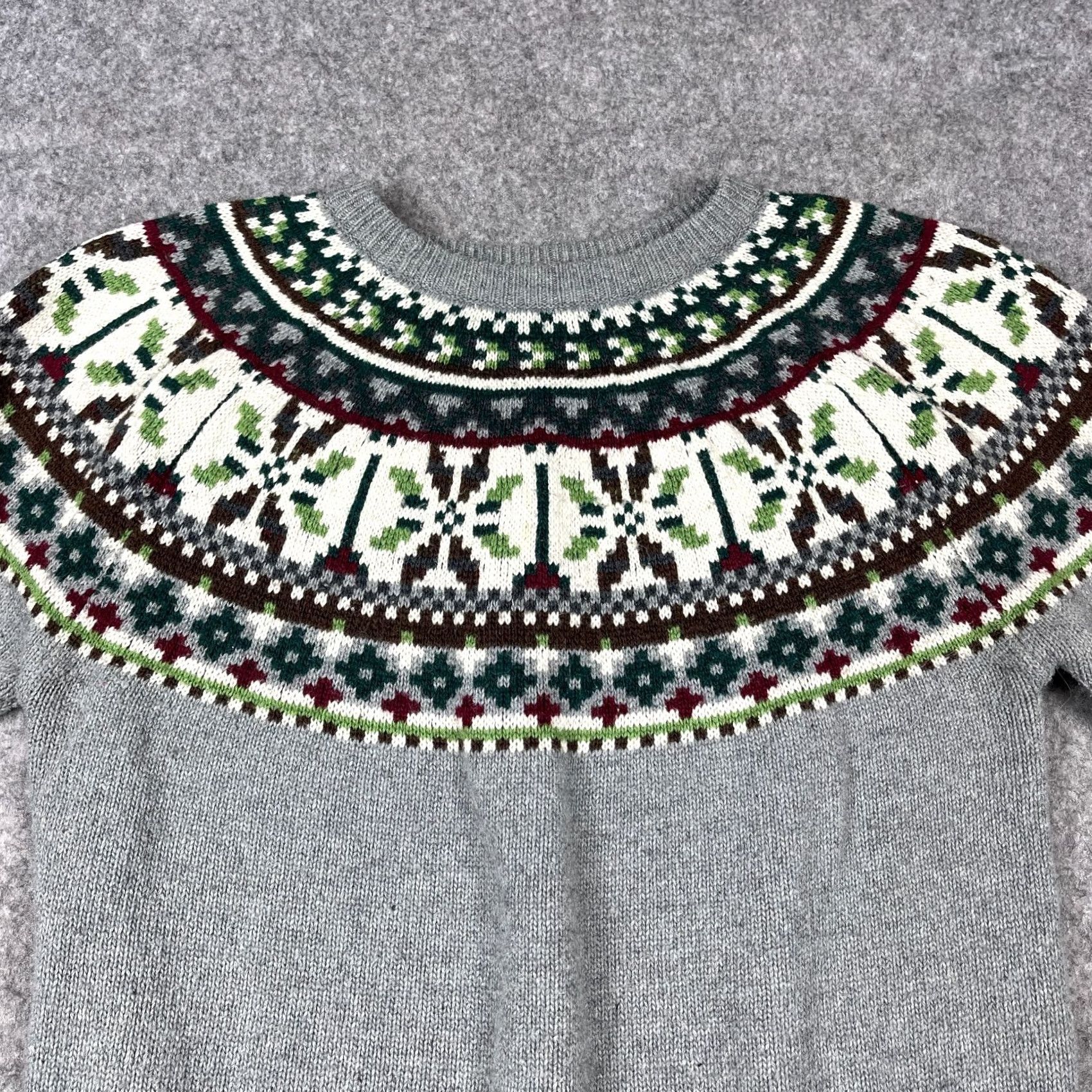 Bellfield Bellfield Nordick Sweater Medium Grey Wool Fair Isle Crewneck Knitted UK Shirt Unisex Adults M Gray Classic Nordic Ski Pullover Crew Neck Size US M / EU 48-50 / 2 - 3 Thumbnail