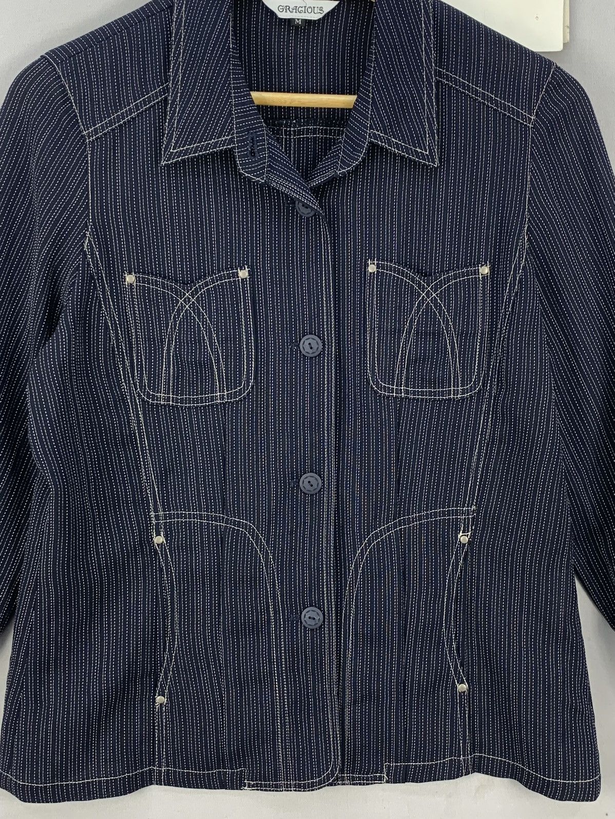 Japanese Brand Denim Style Button Up Blouse Jacket Size M / US 6-8 / IT 42-44 - 5 Thumbnail