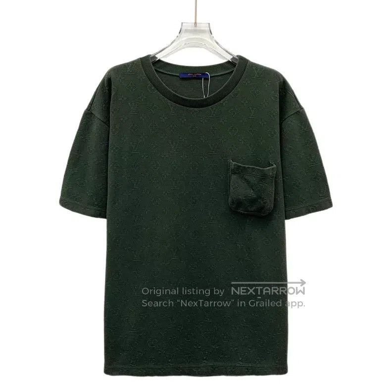 Louis Vuitton Louis Vuitton Dark green logo full-print cotton crew neck Size US XXL / EU 58 / 5 - 1 Thumbnail