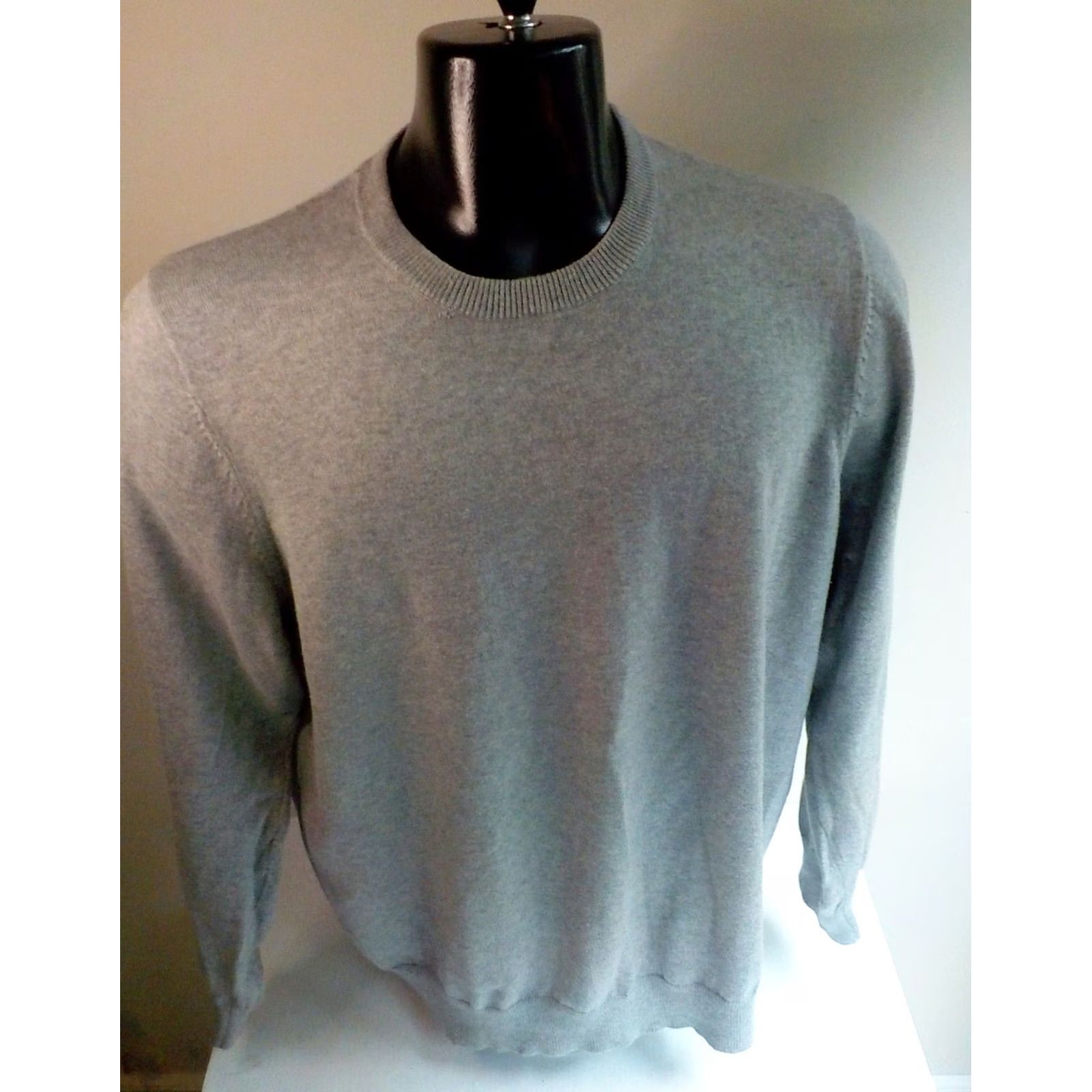 Vintage LL BEAN Crew Neck Pullover Sweater Gray - Cotton/Cashmere Sz LARGE Mens Pullover Knit Sweater Size US L / EU 52-54 / 3 - 2 Thumbnail