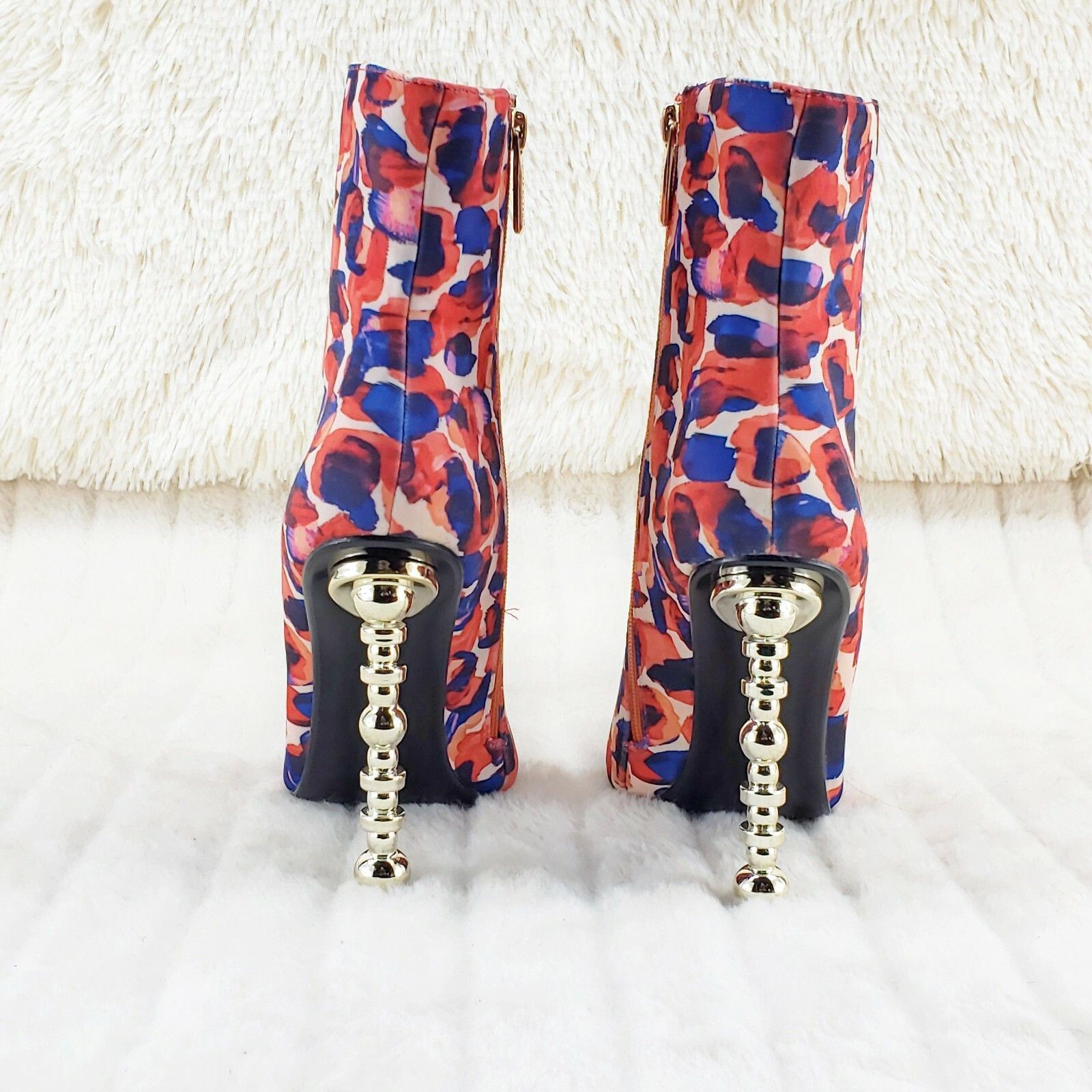 Other 5" Geo Deco High Heel Multi Color Print Pointy Toe Ankle Boo Size US 11 / IT 41 - 6 Thumbnail