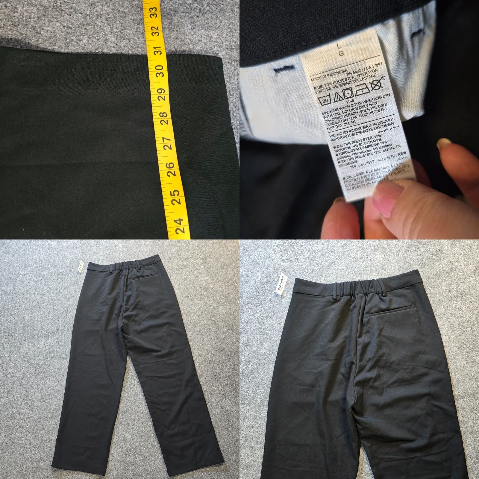 Old Navy Old Navy Pants Womens Large Black Wide-Leg Pleated High Rise Career/Workwear Dress Pants Size 36" / US 14 / IT 50 - 8 Thumbnail