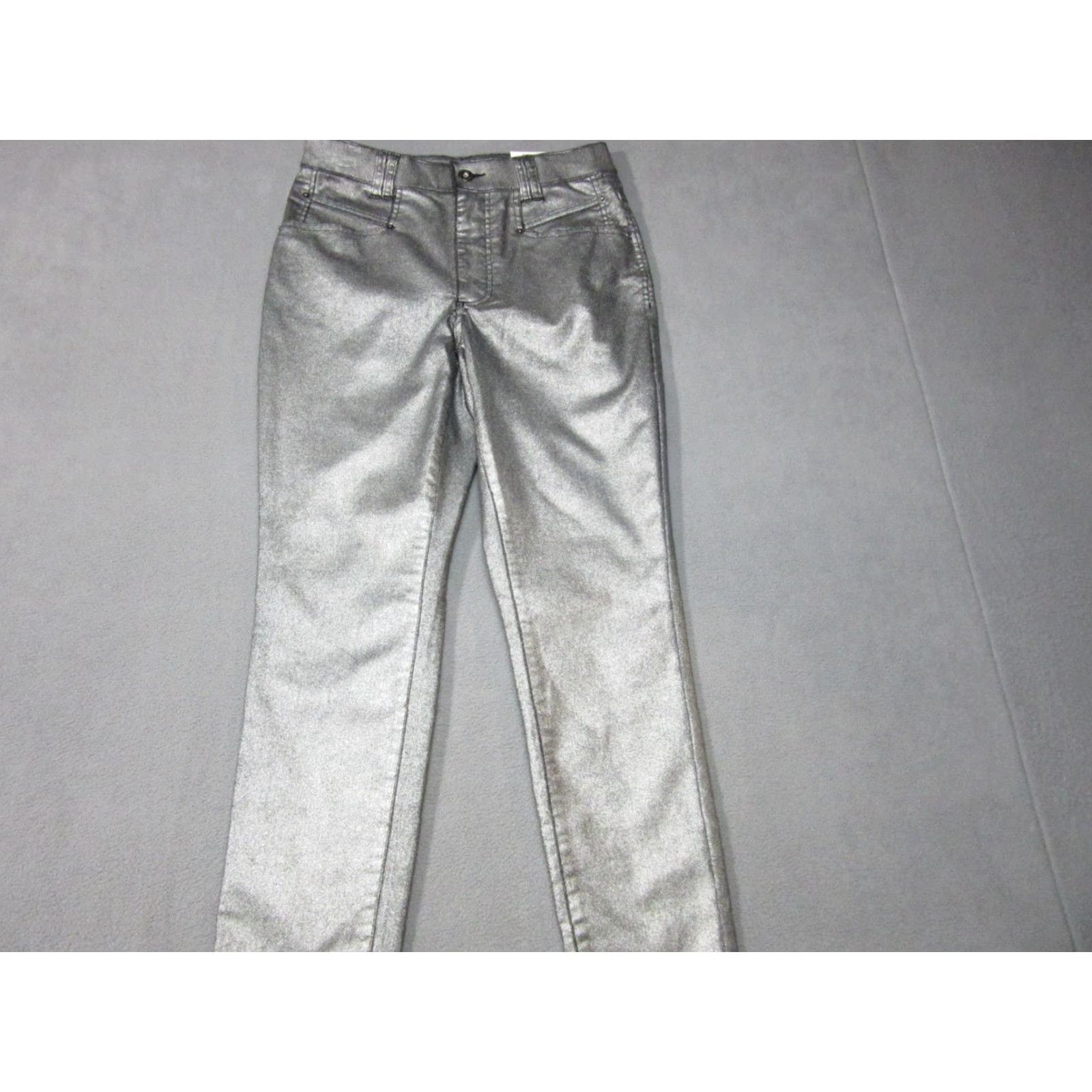 Vintage INC Denim Pants Womens 6 Silver Metallic High Rise Skinny Jeans 6/28 Stretch New Size 28" / US 6 / IT 42 - 2 Thumbnail