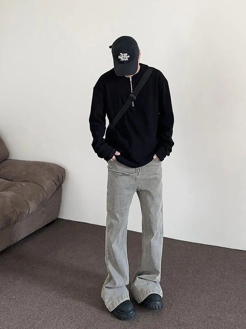 Designer × Japanese Brand Flared Gray y2k Baggy Denim Jeans Size US 34 / EU 50 - 4 Thumbnail