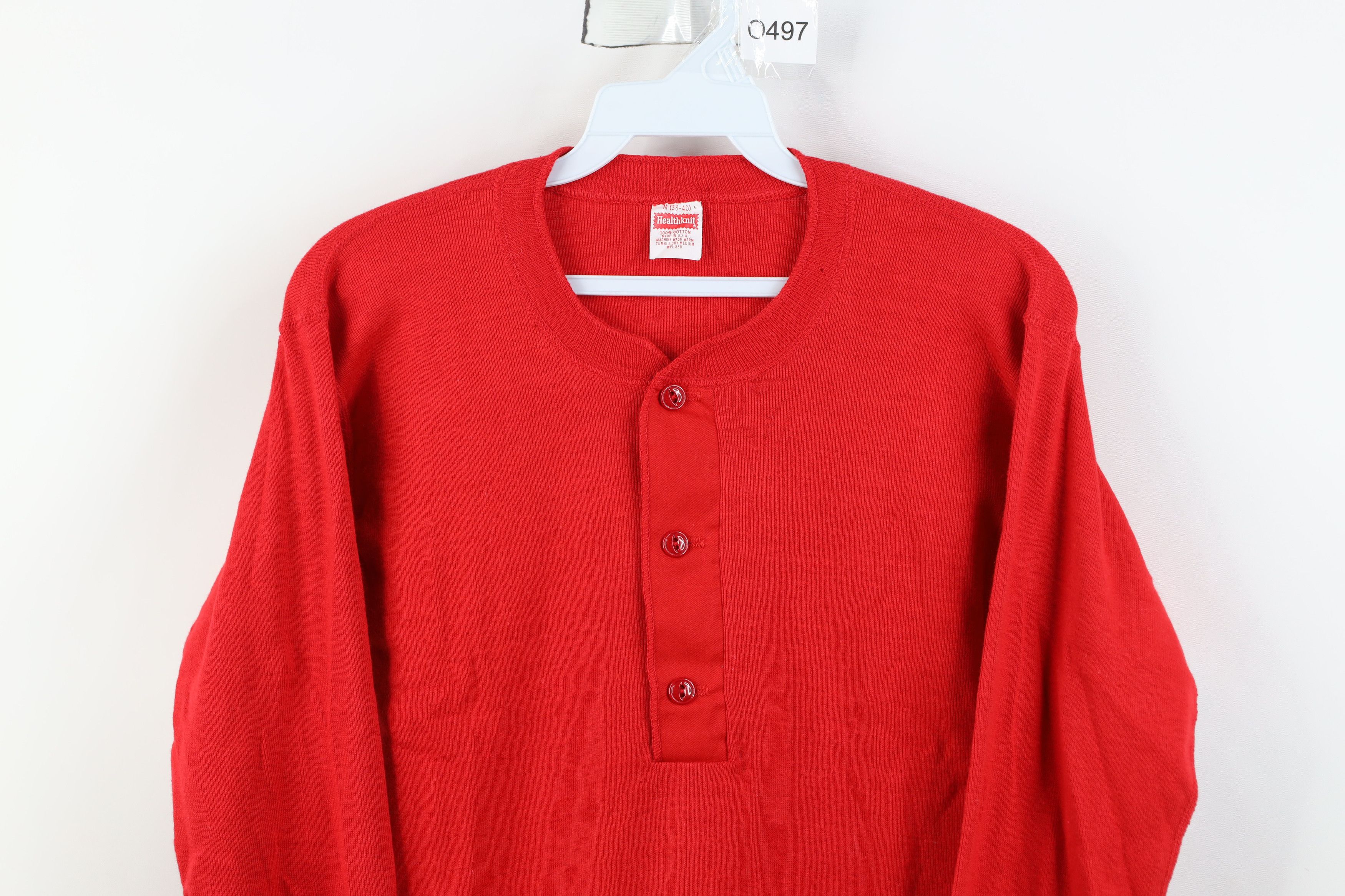 Vintage Deadstock Vintage 50s Healthknit Ribbed Henley T-Shirt USA Size US M / EU 48-50 / 2 - 2 Thumbnail