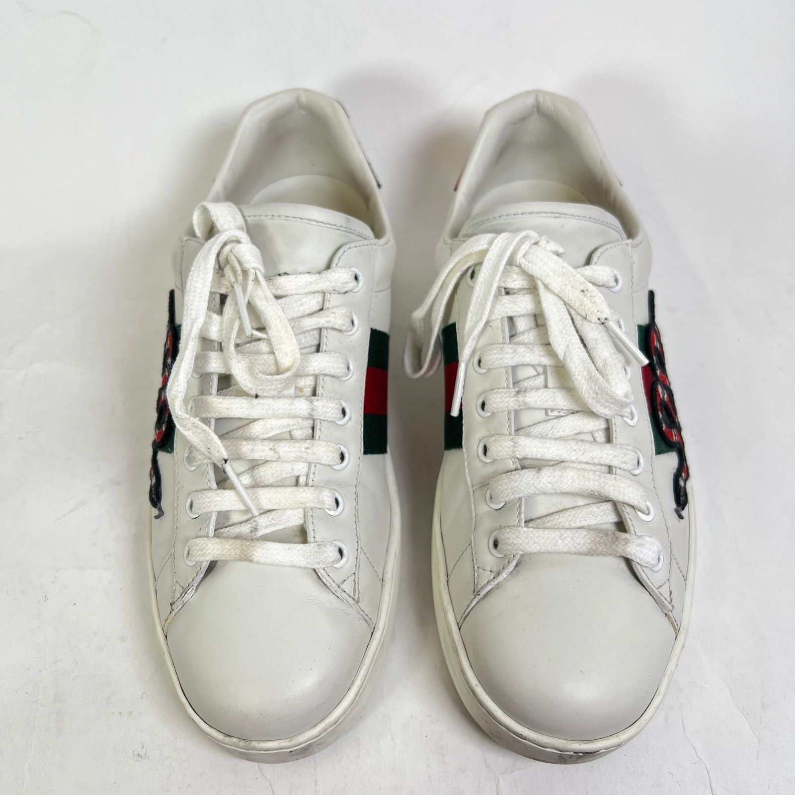 Gucci Gucci White Embroidered Snake Ace Lowtop Sneakers Size US 7.5 / EU 40-41 - 2 Thumbnail