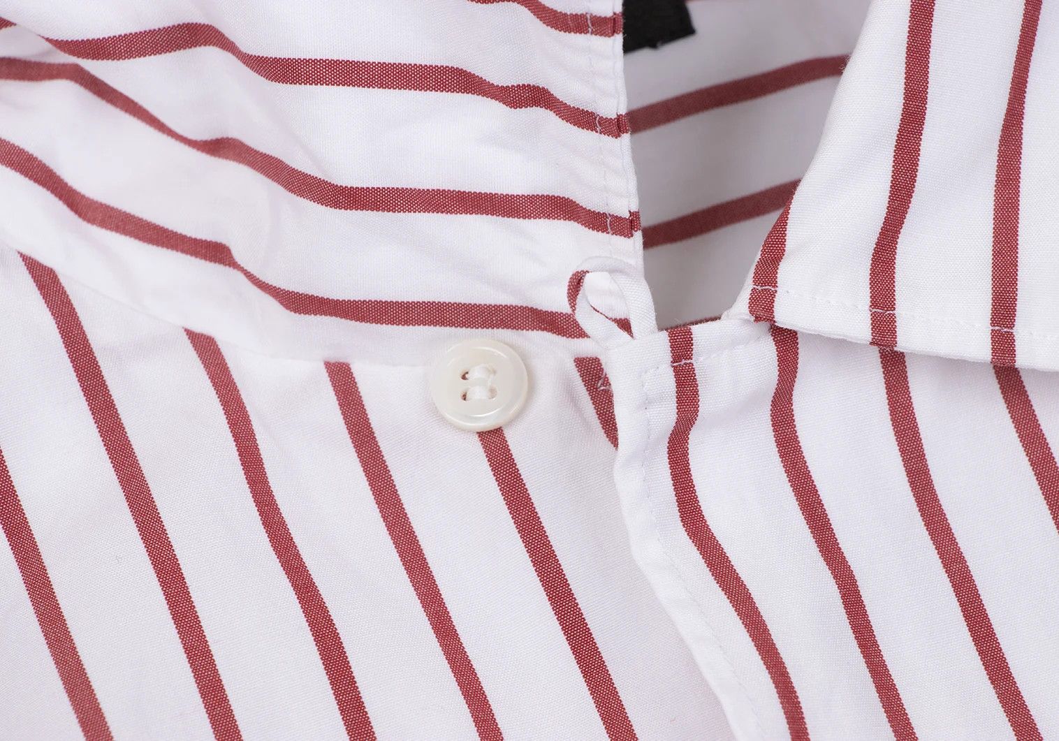 Comme des Garcons Homme Plus Open Collar Striped Logo Print Short Sleeve Shirt White Red Size US M / EU 48-50 / 2 - 4 Thumbnail