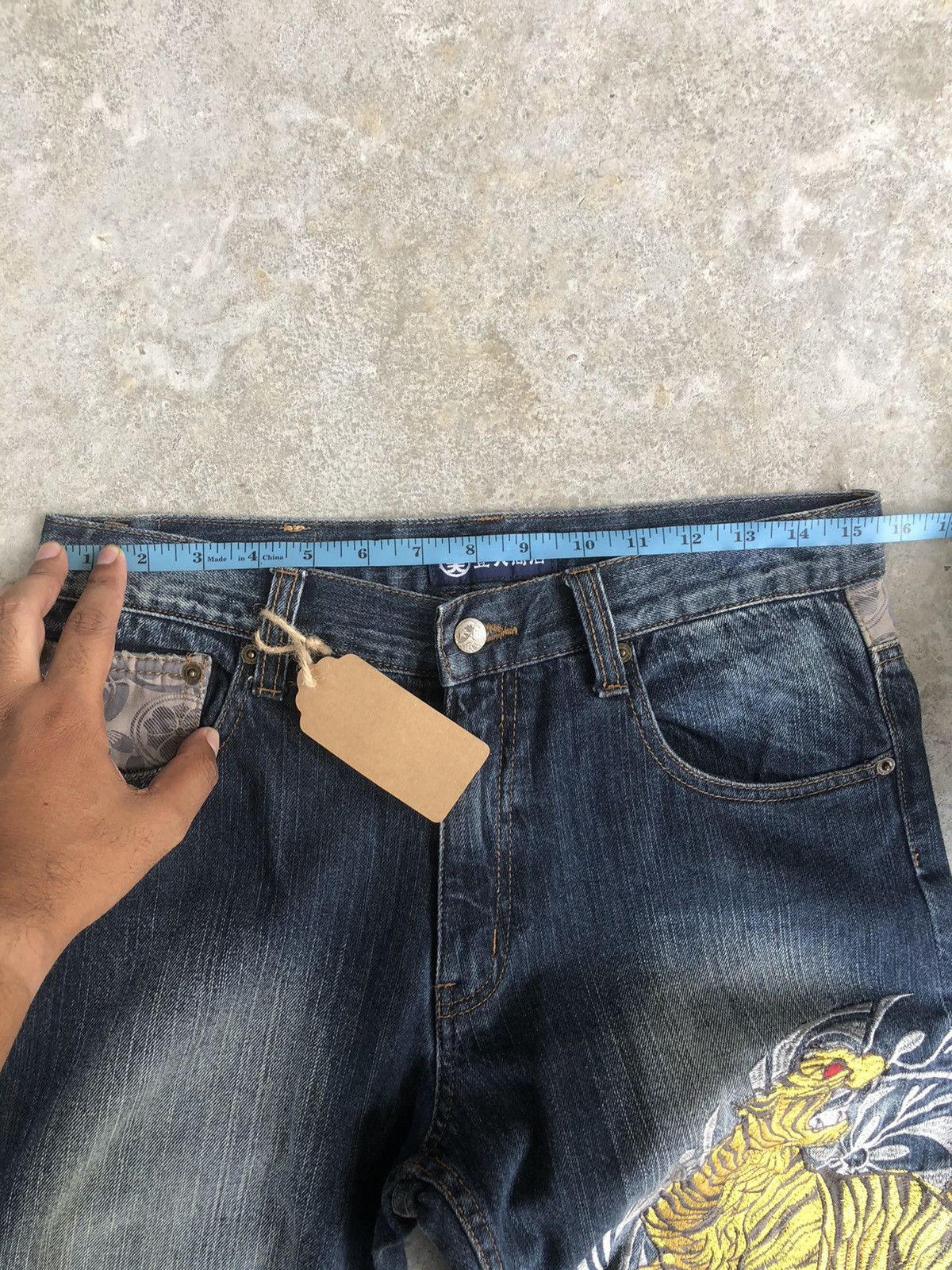 Japanese Brand Japanese Buden Tiger Embroidered Jeans Distressed Jeans Size US 31 - 17 Thumbnail
