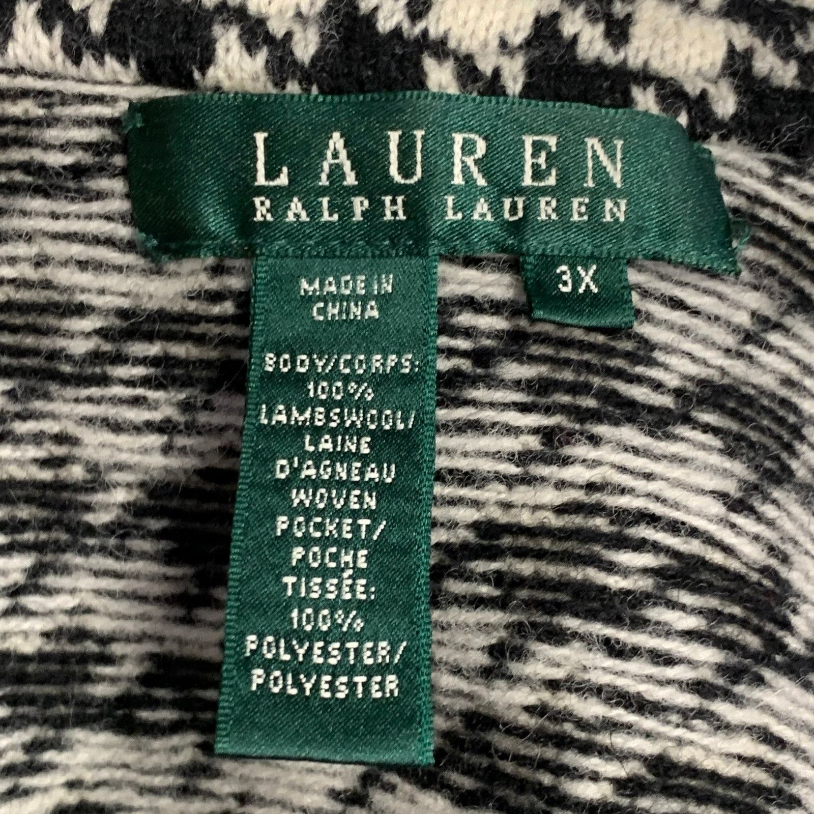 Ralph Lauren LAUREN by RALPH LAUREN Black White Wool Zip Pockets Jacket Size US XXL / EU 58 / 5 - 10 Thumbnail
