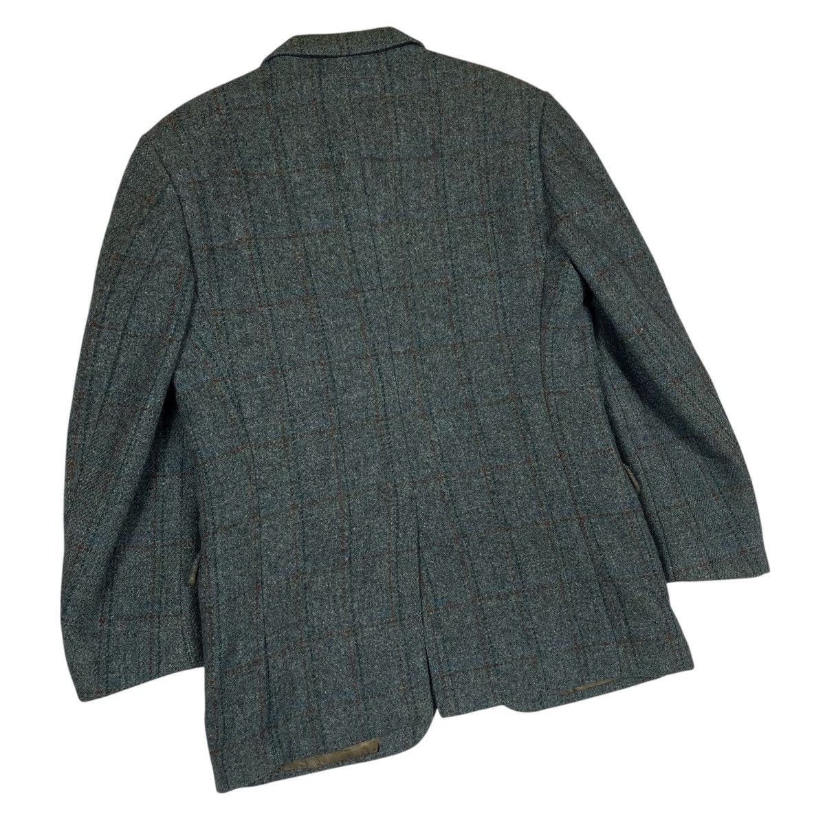 Harris Tweed Vintage 80s Harris Tweed Atelier Torino Blue Grey Plaid Wool Size 52R - 8 Thumbnail