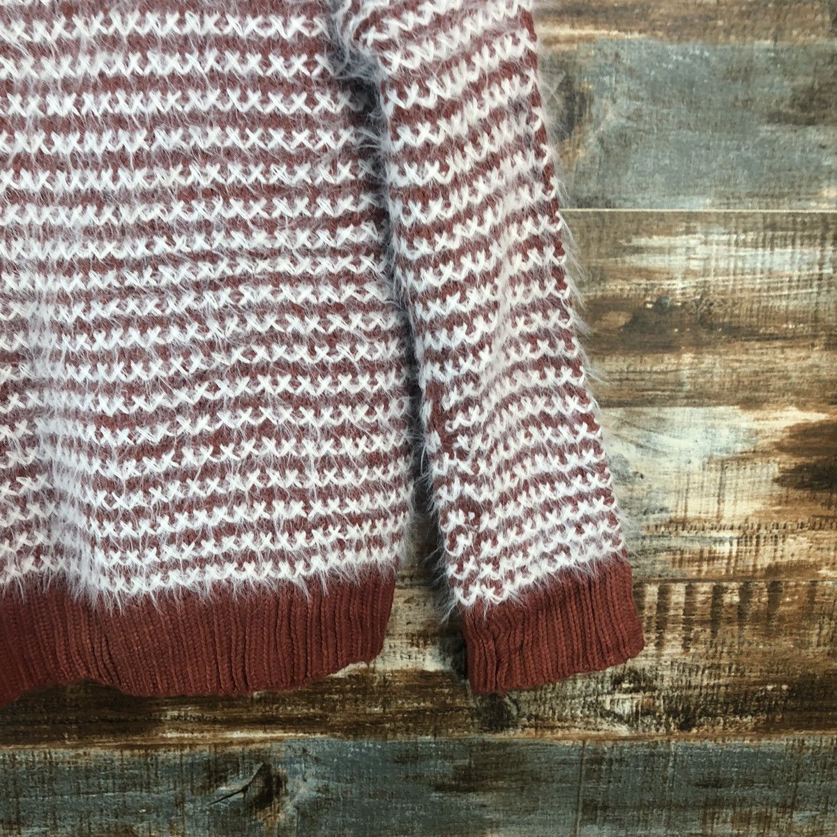 Homespun Knitwear DL Lips Red Mohair shaggy fur Knitwear #C322 Size S / US 4 / IT 40 - 16 Thumbnail