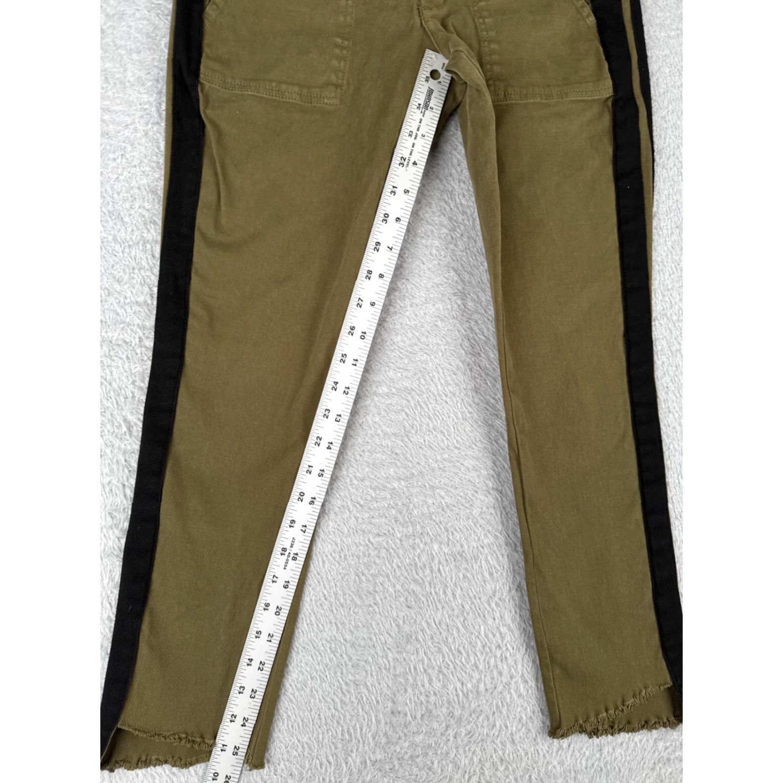 Vintage PAM & GELA Jeans Womens 24 Army Green Straight Pants 27x25 Low Rise 5-Pocket Denim Stretch Vintage No Size 42" / US 20 - 5 Thumbnail