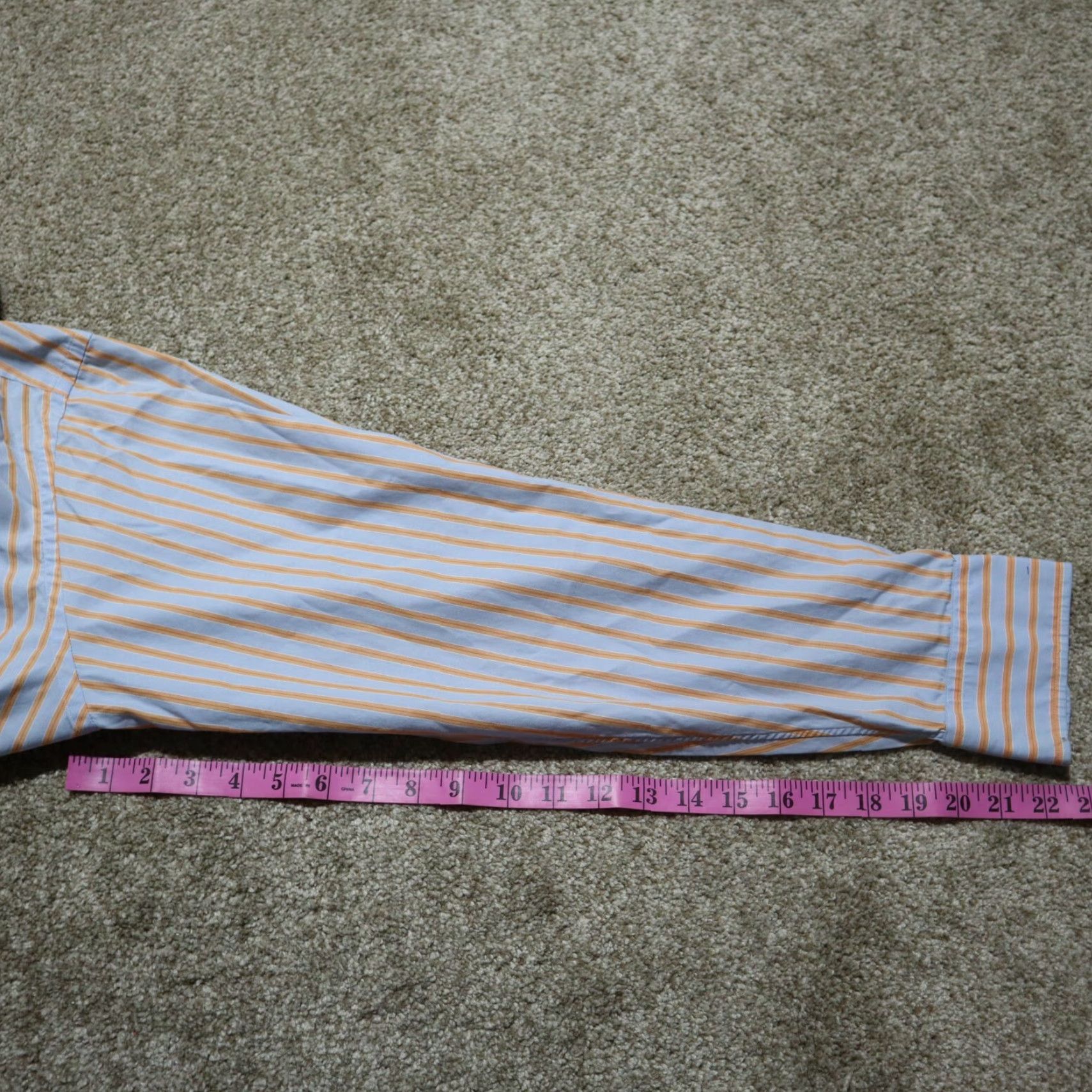 J.Crew J.Crew Men's Button up Shirt 2 ply Blue With Orange Stripes Size 17 17.5 Size US XL / EU 56 / 4 - 7 Thumbnail