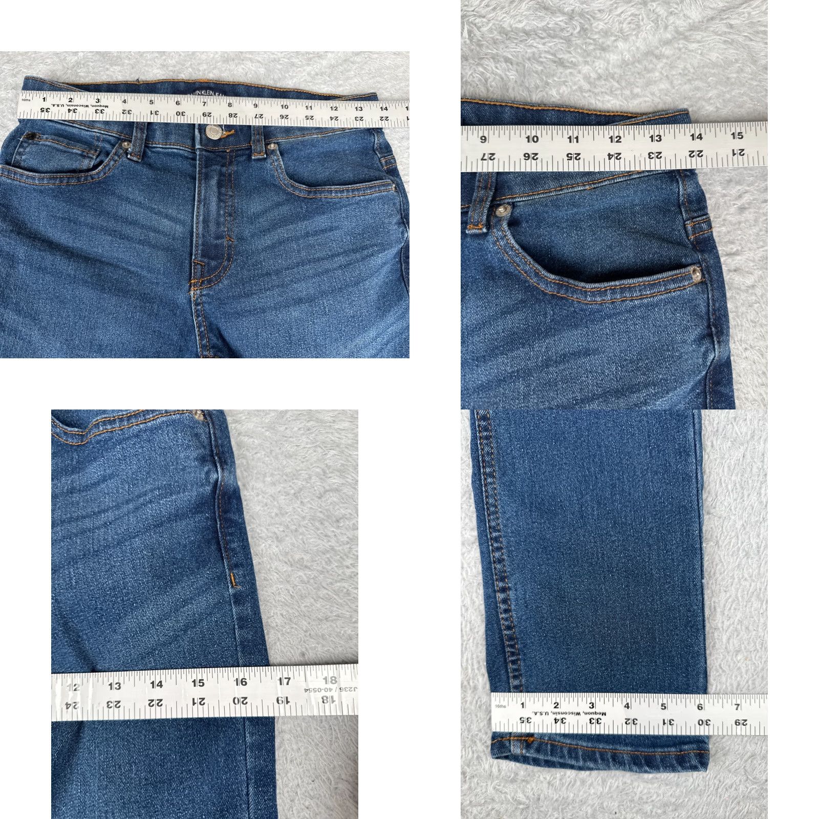 Calvin Klein Calvin Klein Jeans Women Blue Denim 14 Straight Skinny Mid 28x28 Cotton Blend 5-Pocket Zipper Distressed Embroidered Size 36" / US 14 / IT 50 - 9 Thumbnail