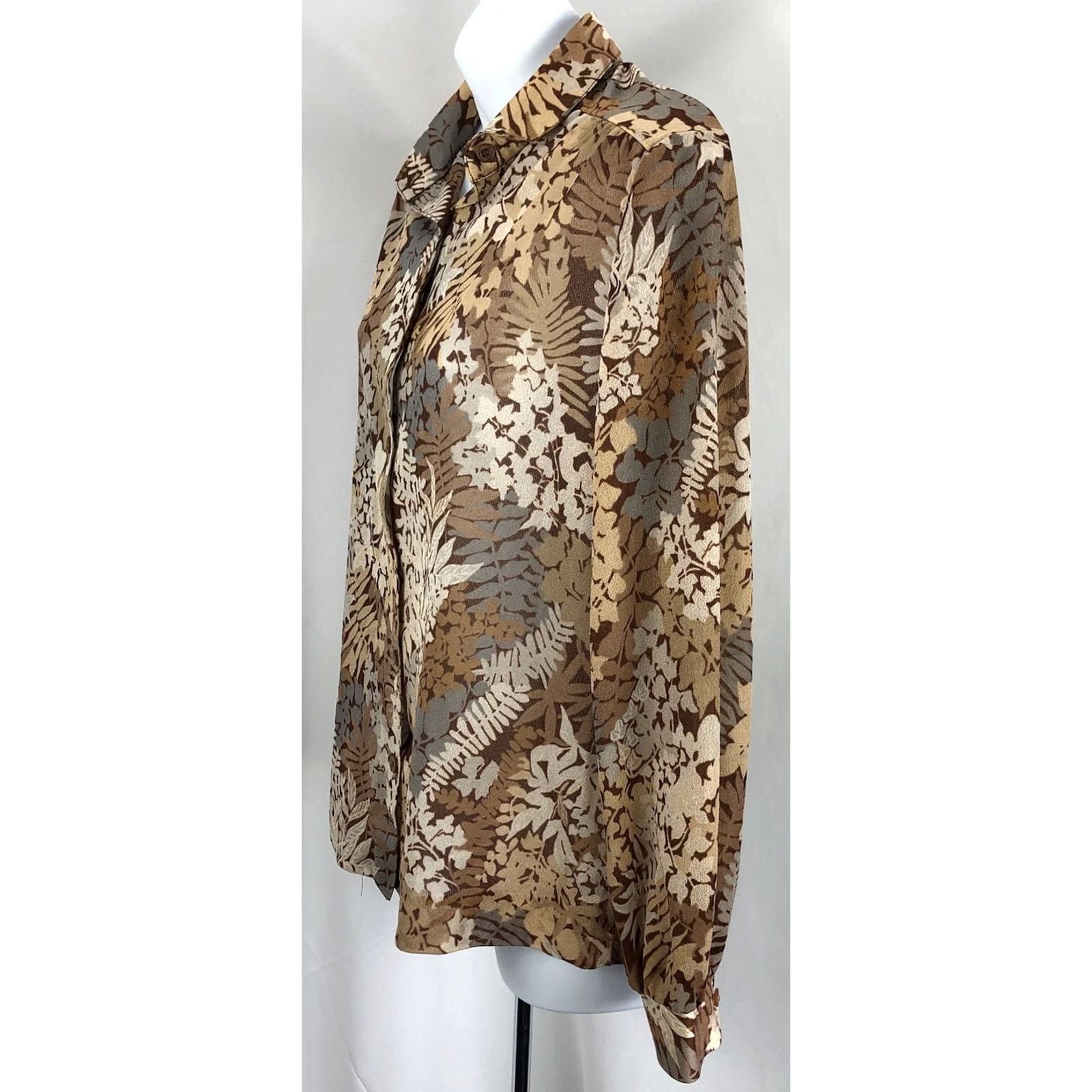 Etro Vintage Career Top M Brown Floral ButtonUp LongSleeve Retro 60s 70s Boho Hippie Act III Women's shirt Size M / US 6-8 / IT 42-44 - 2 Thumbnail