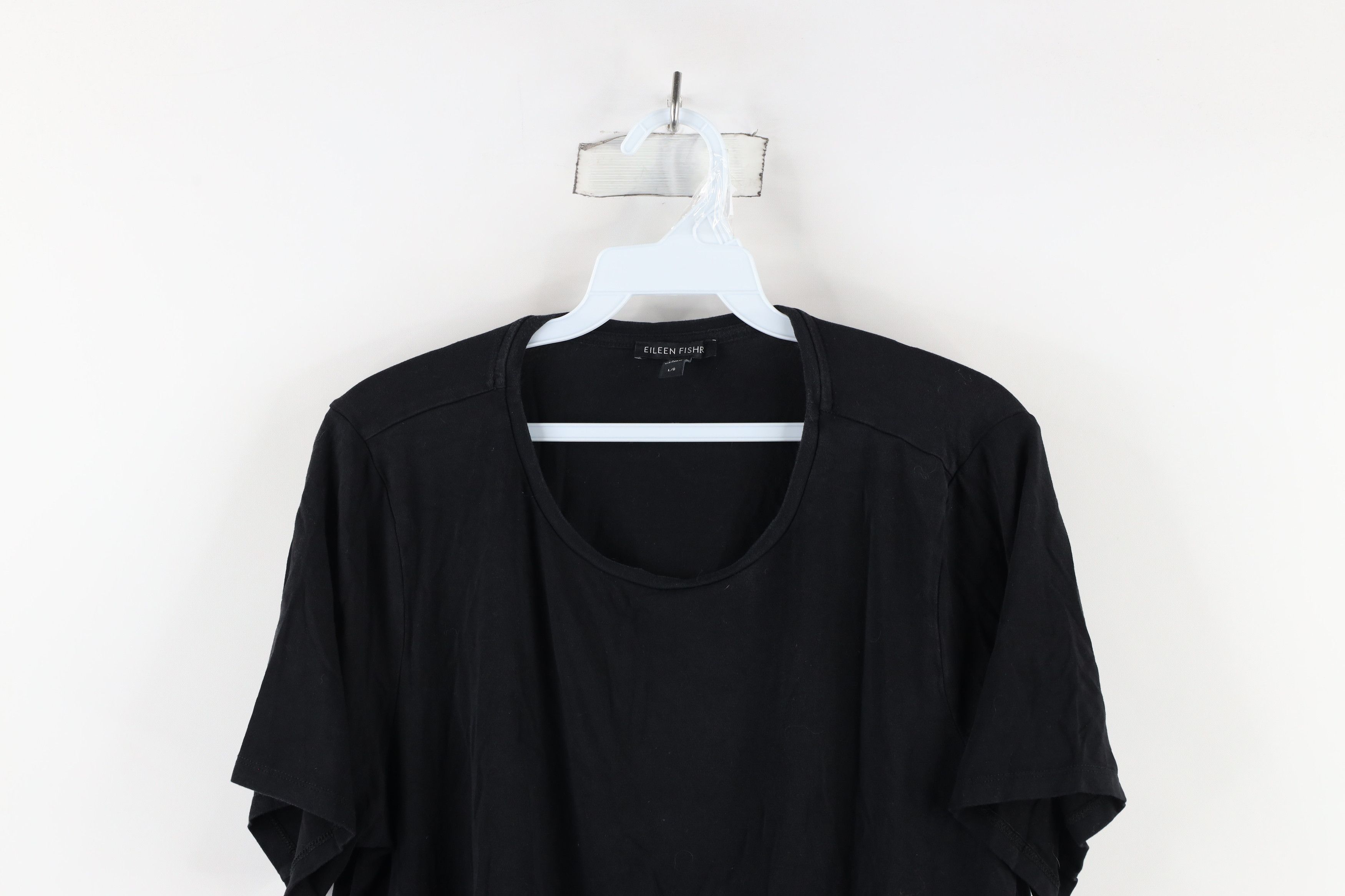 Eileen Fisher × Vintage Eileen Fisher Blank Stretch Knit Short Sleeve T-Shirt Black Size L / US 10 / IT 46 - 2 Thumbnail