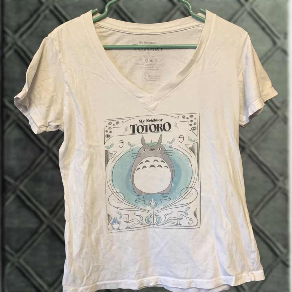 Vintage VINTAGE my neighbor totoro shirt XS XL 100% cotton white v-neck Japan anime 366 Size US XL / EU 56 / 4 - 1 Thumbnail